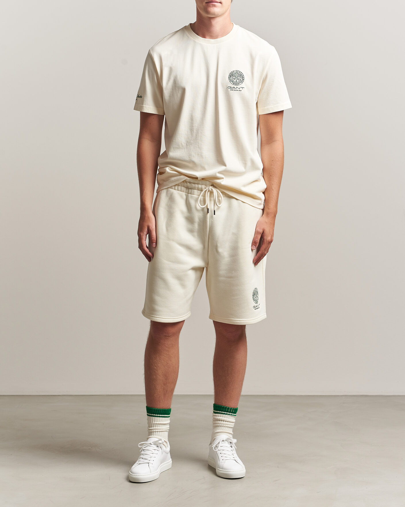 Heren | T-shirts | Gant | Tournament Crew Neck T-Shirt Cream