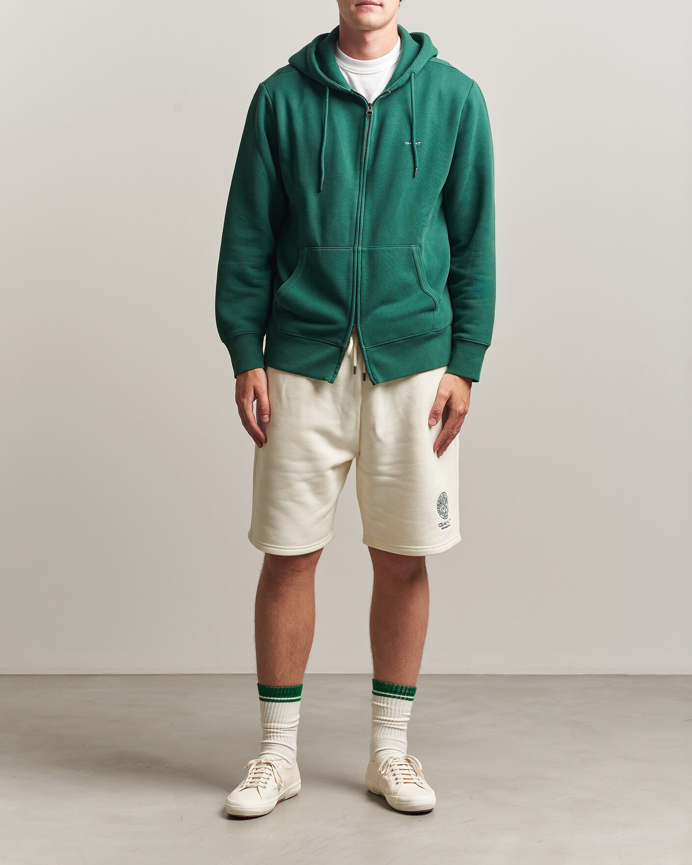 Heren | Truien | Gant | Tournament Full Zip Hoodie Green