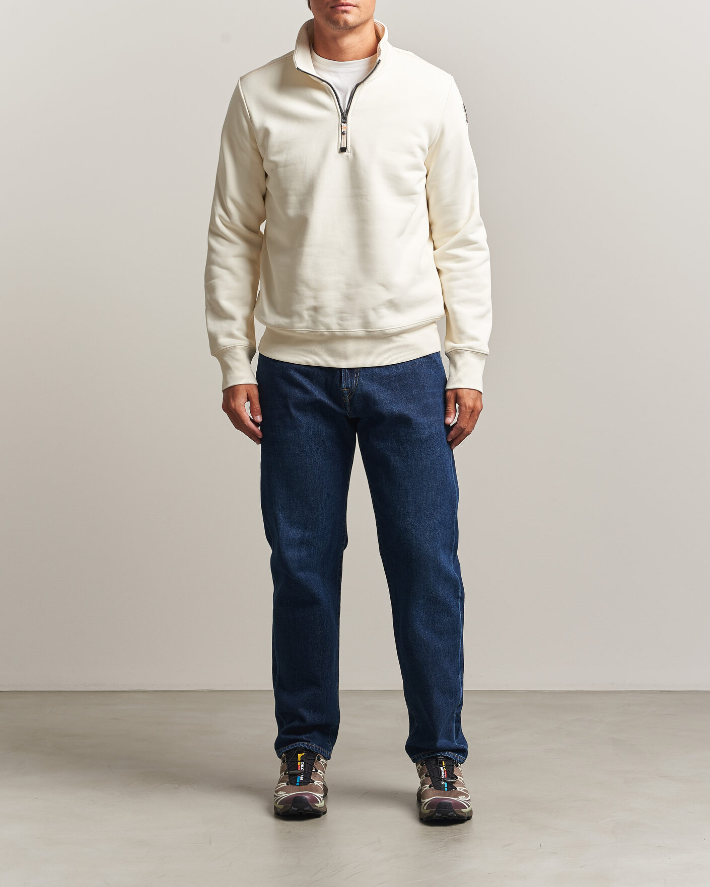 Heren | Truien | Parajumpers | Broad Peak Super Easy Half Zip Sweatshirt Warm Ivory