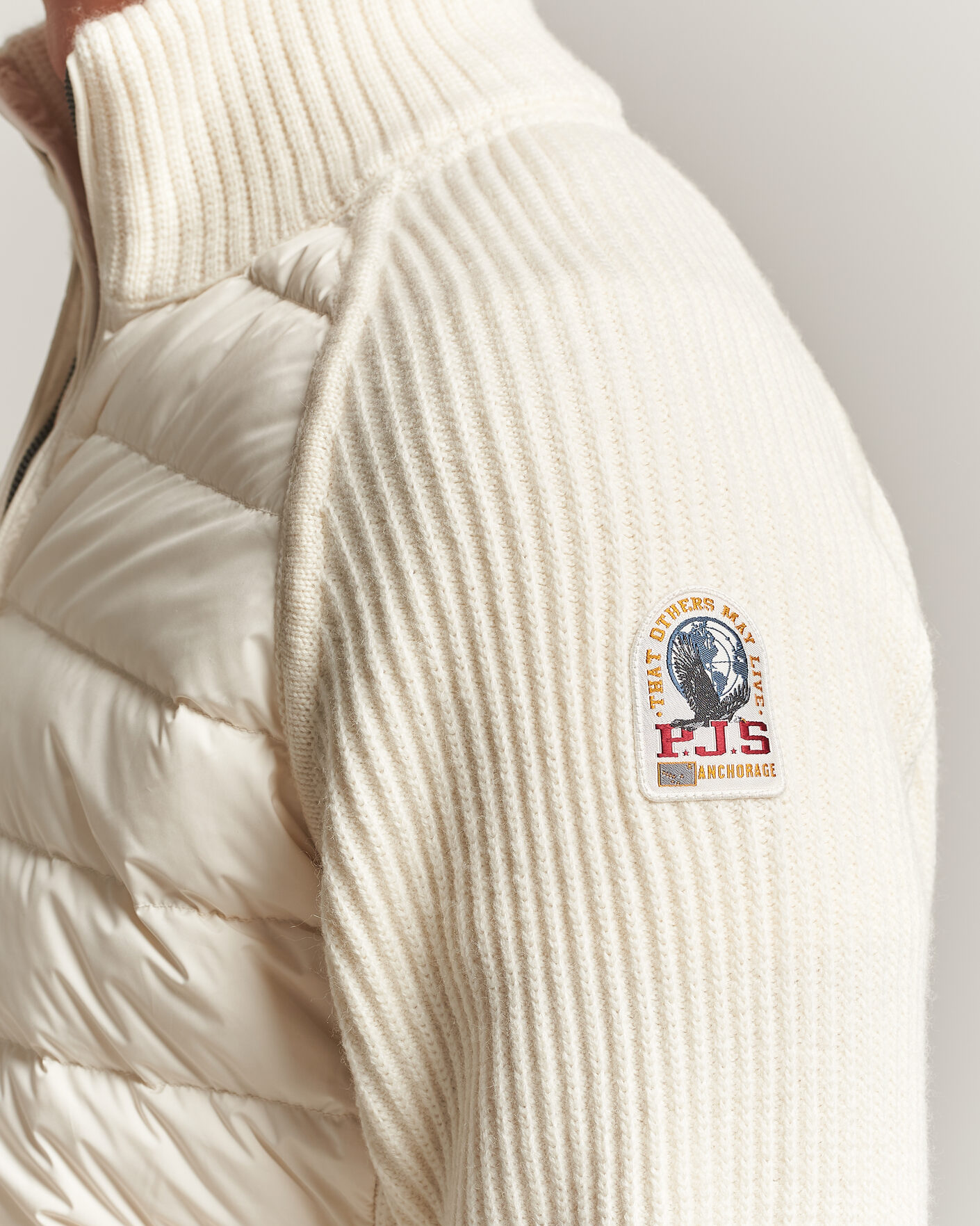 Heren | Jassen | Parajumpers | Olmo Rib Knitted Hybrid Jacket Warm Ivory