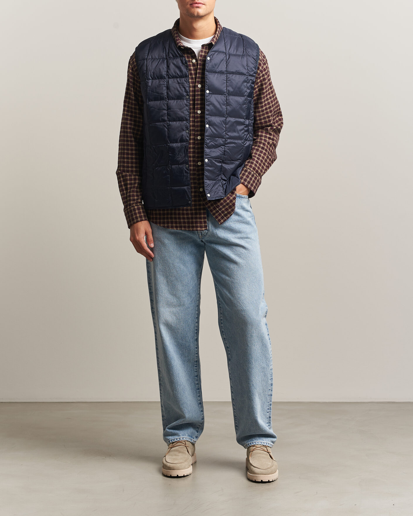 Heren | Gilets | TAION | V-Neck Lightweight Down Vest Dark Navy