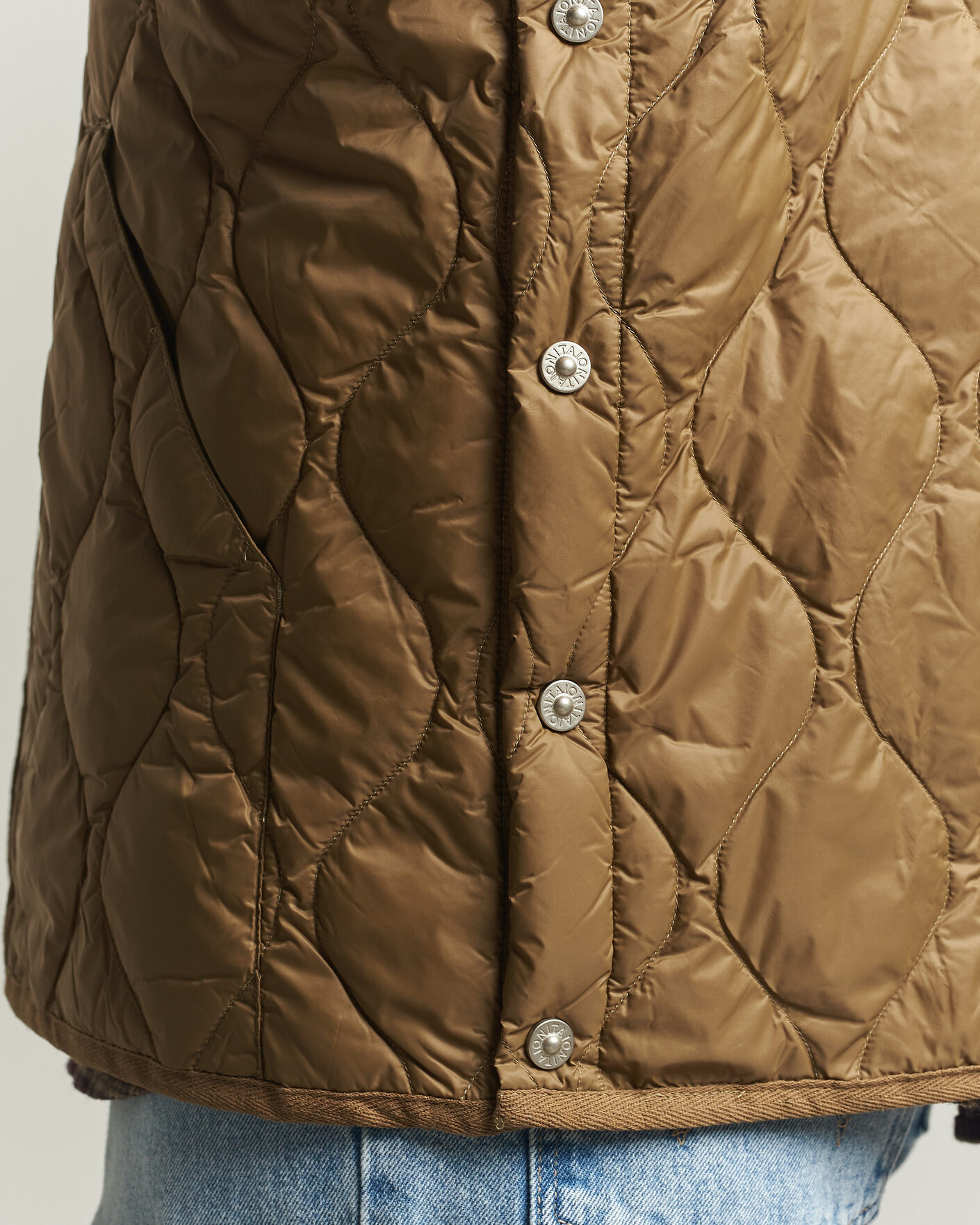 Heren | Gilets | TAION | Military Crew Neck Down Vest Dark Khaki Olive