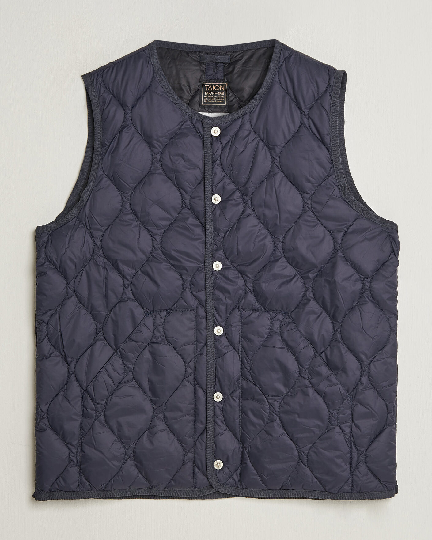 Heren | Gilets | TAION | Military Crew Neck Down Vest Dark Navy