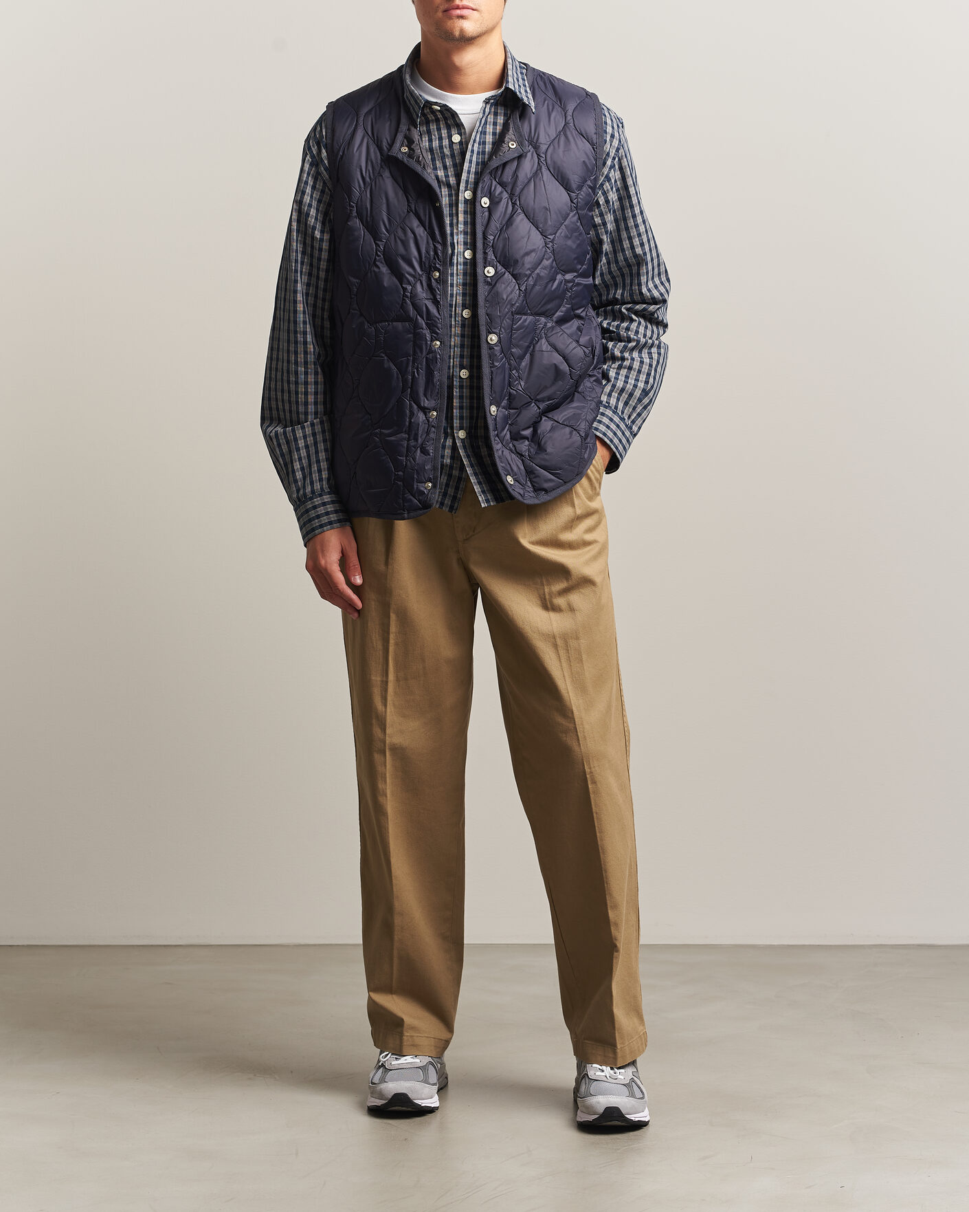 Heren | Gilets | TAION | Military Crew Neck Down Vest Dark Navy