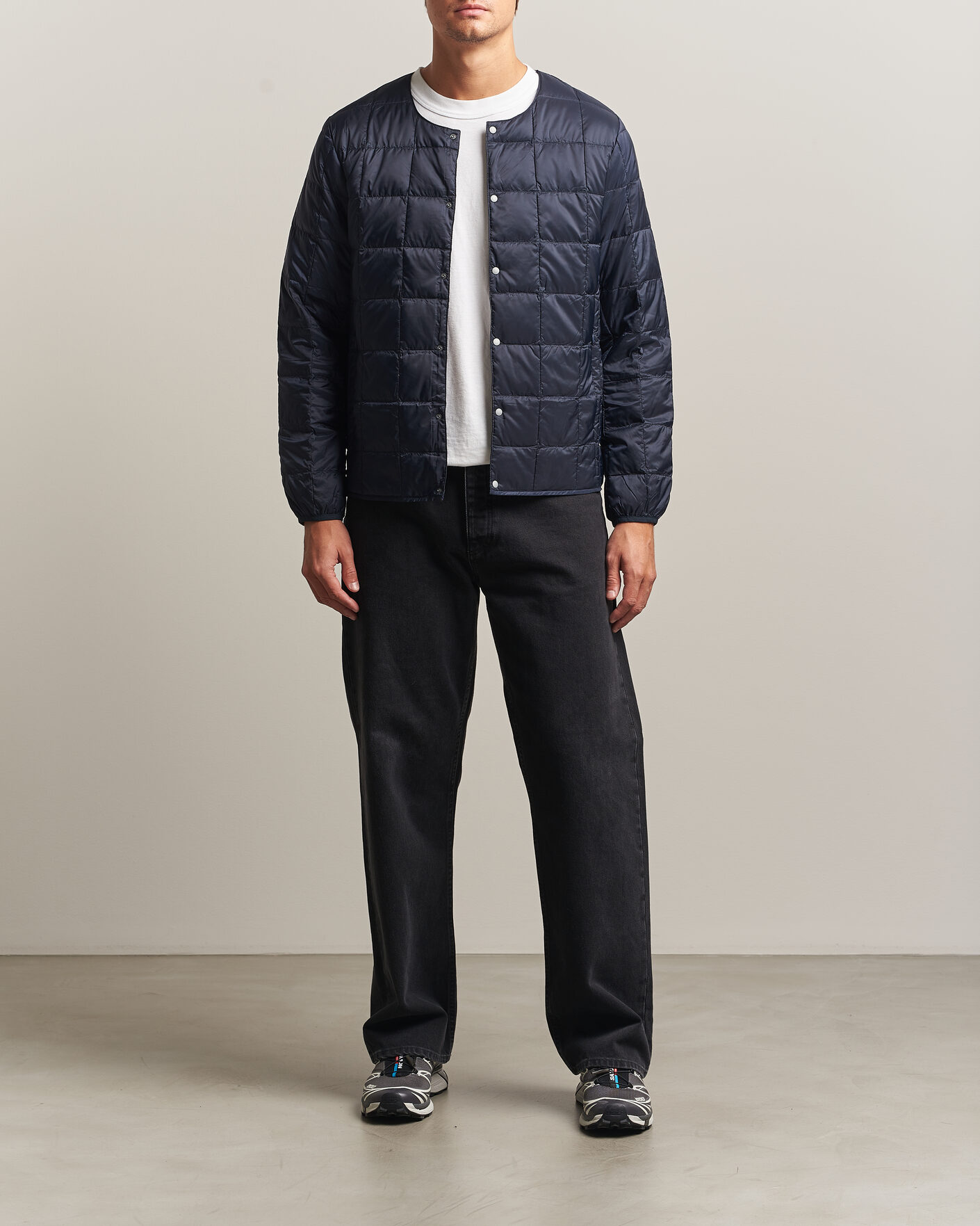 Heren | Jassen | TAION | Crew Neck Button Down Jacket Dark Navy