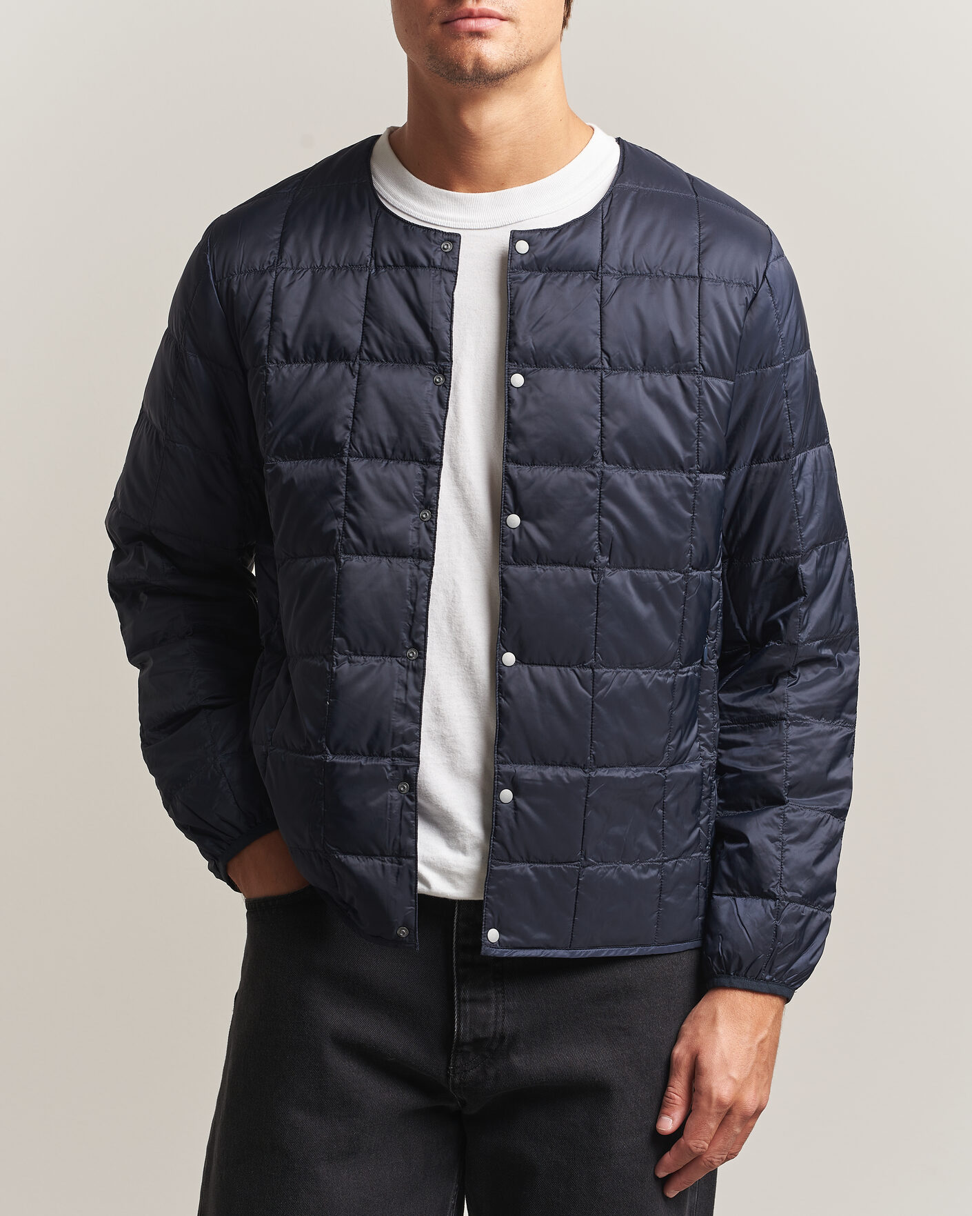Heren | Jassen | TAION | Crew Neck Button Down Jacket Dark Navy