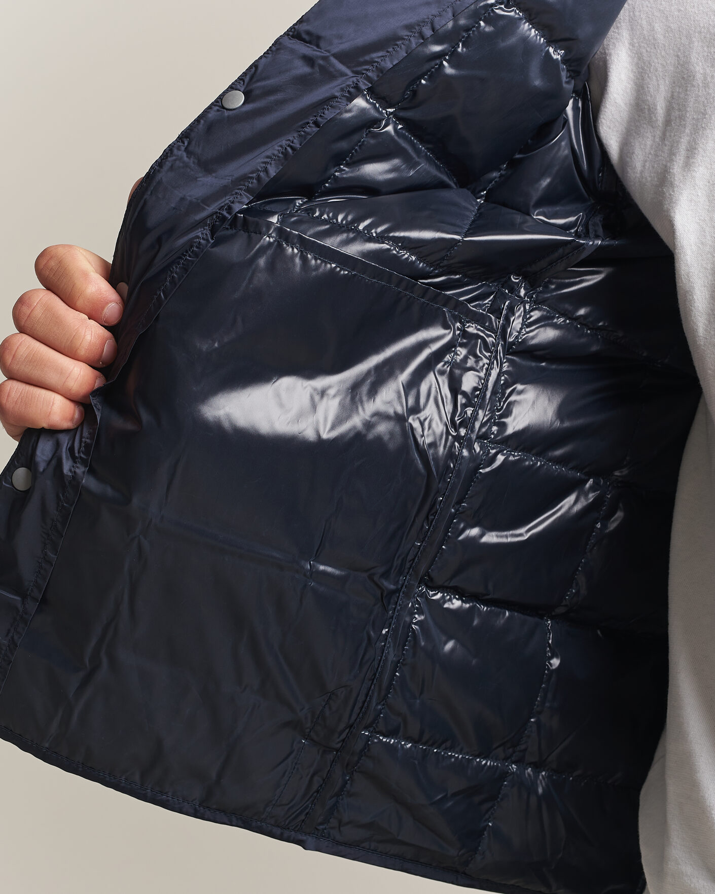 Heren | Jassen | TAION | Crew Neck Button Down Jacket Dark Navy