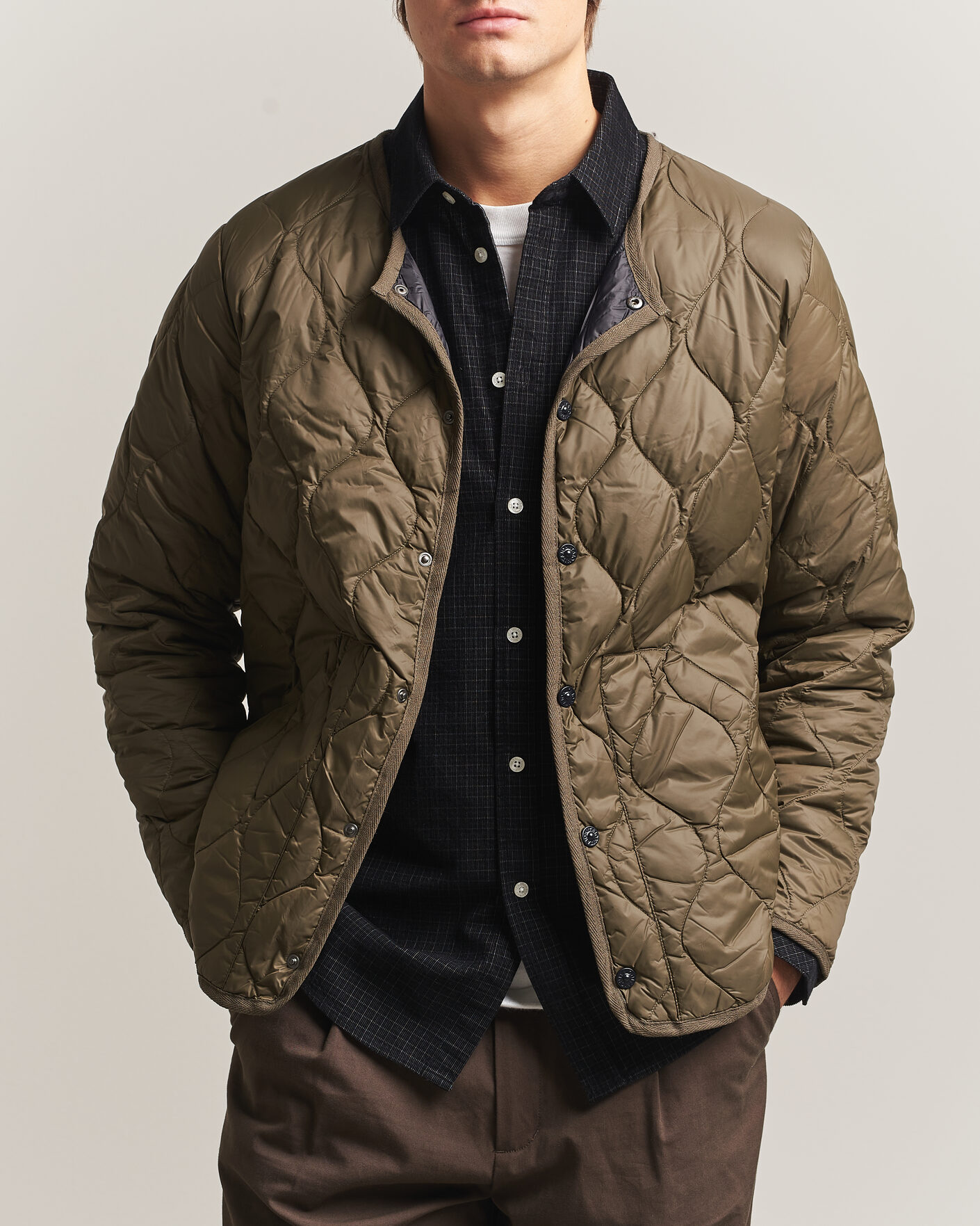 Heren | Jassen | TAION | Military Crew Neck Down Jacket Dark Olive