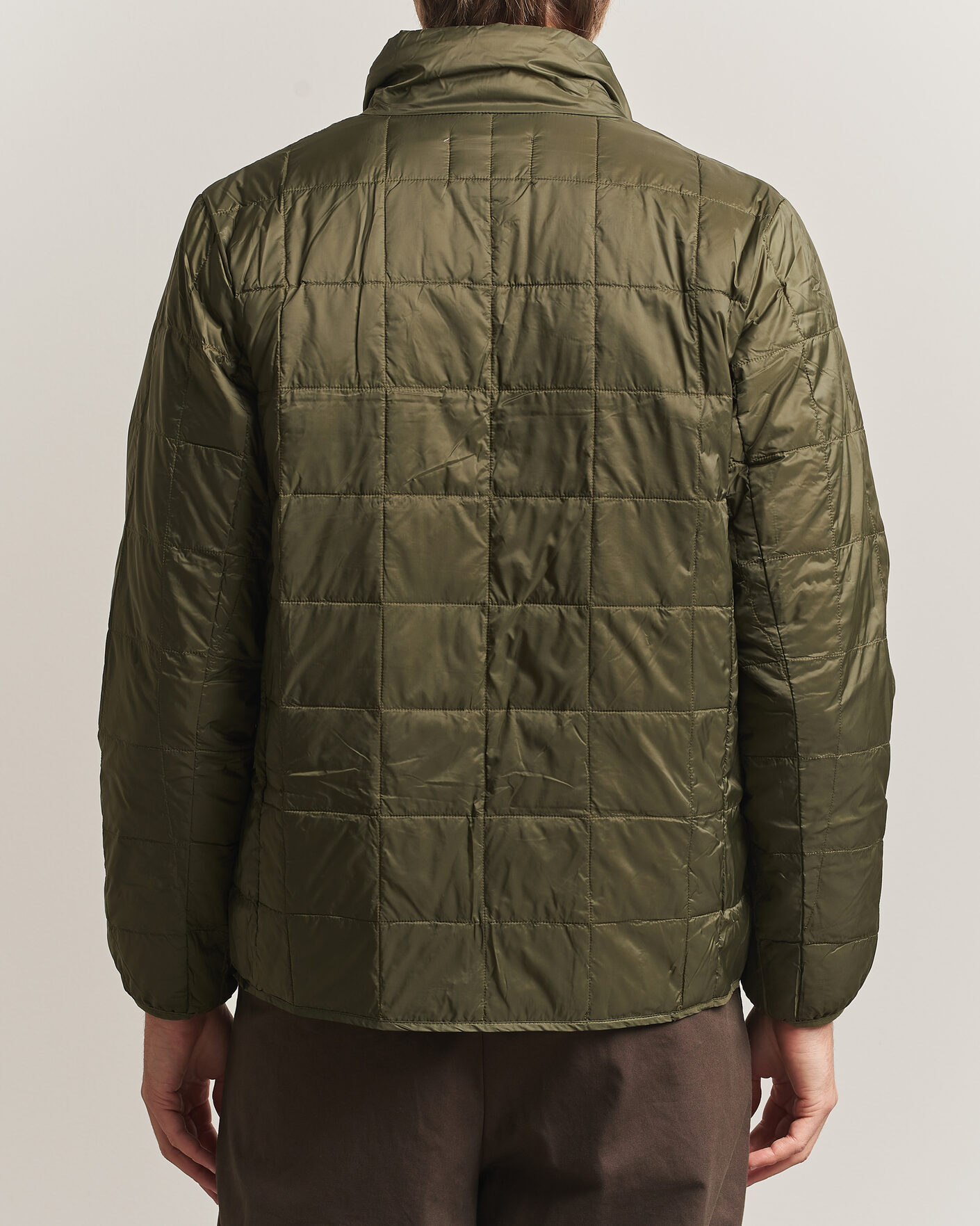 Heren | Jassen | TAION | High Neck Full Zip Lightweight Down Jacket Dark Olive