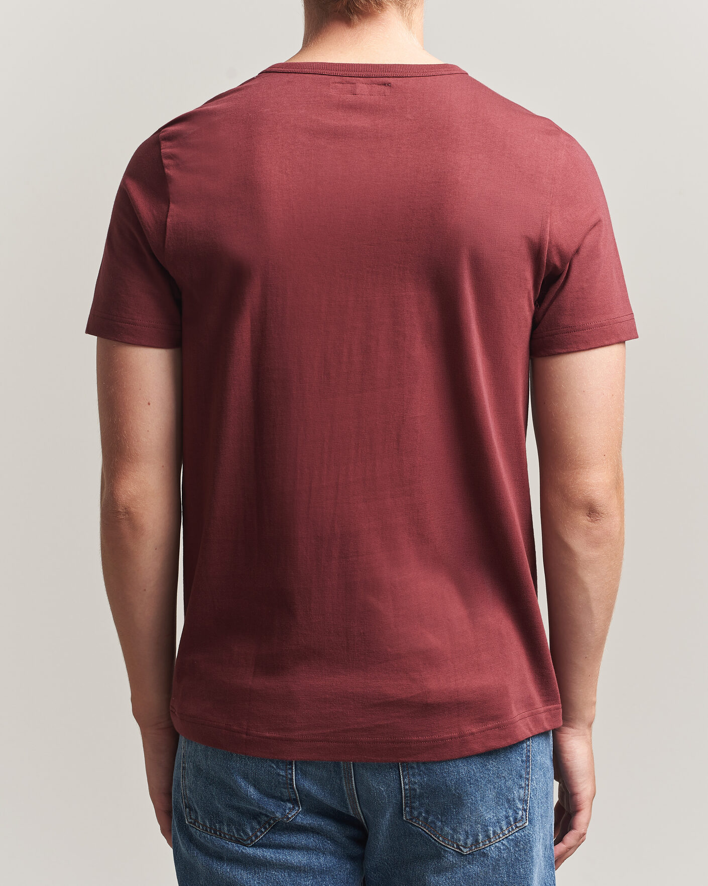 Heren | T-shirts | Merz b. Schwanen | 1950s Classic Loopwheeled T-shirt Burgundy