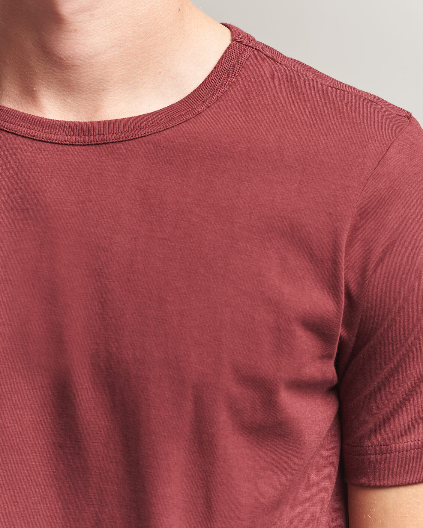 Heren | T-shirts | Merz b. Schwanen | 1950s Classic Loopwheeled T-shirt Burgundy