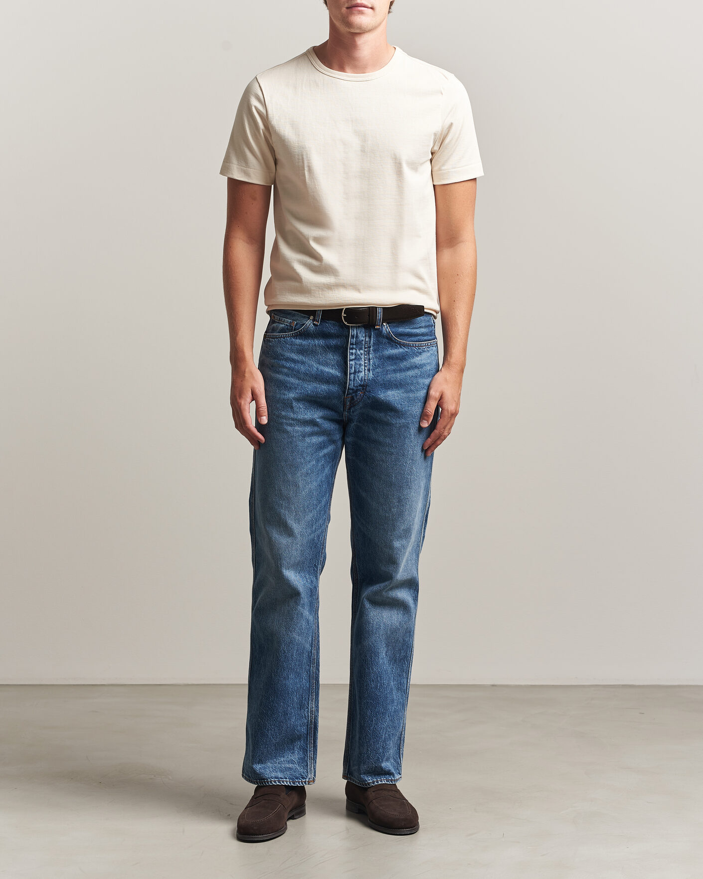 Heren | T-shirts | Merz b. Schwanen | Classic Fit Loopwheeled T-Shirt Nature