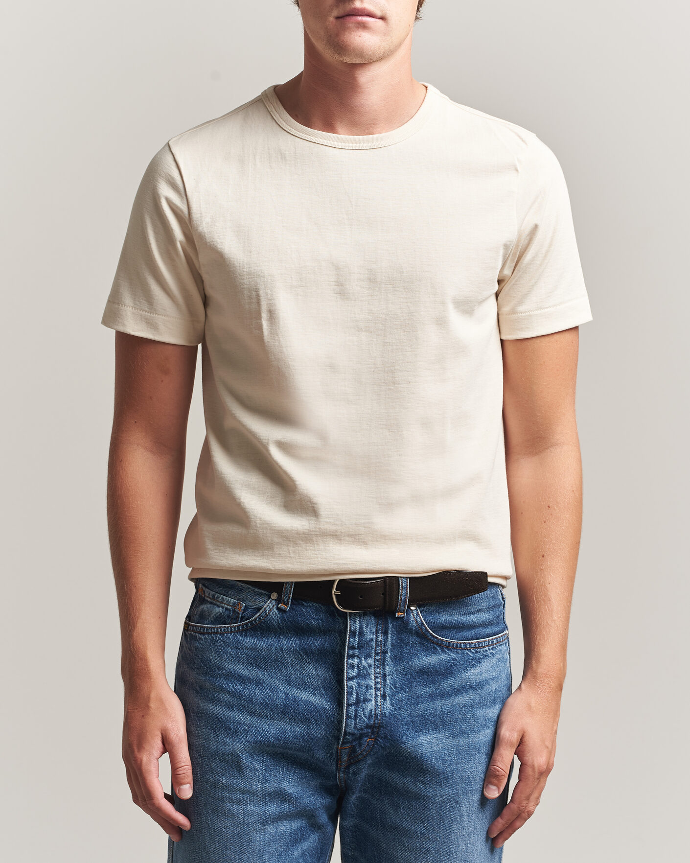 Heren | T-shirts | Merz b. Schwanen | Classic Fit Loopwheeled T-Shirt Nature