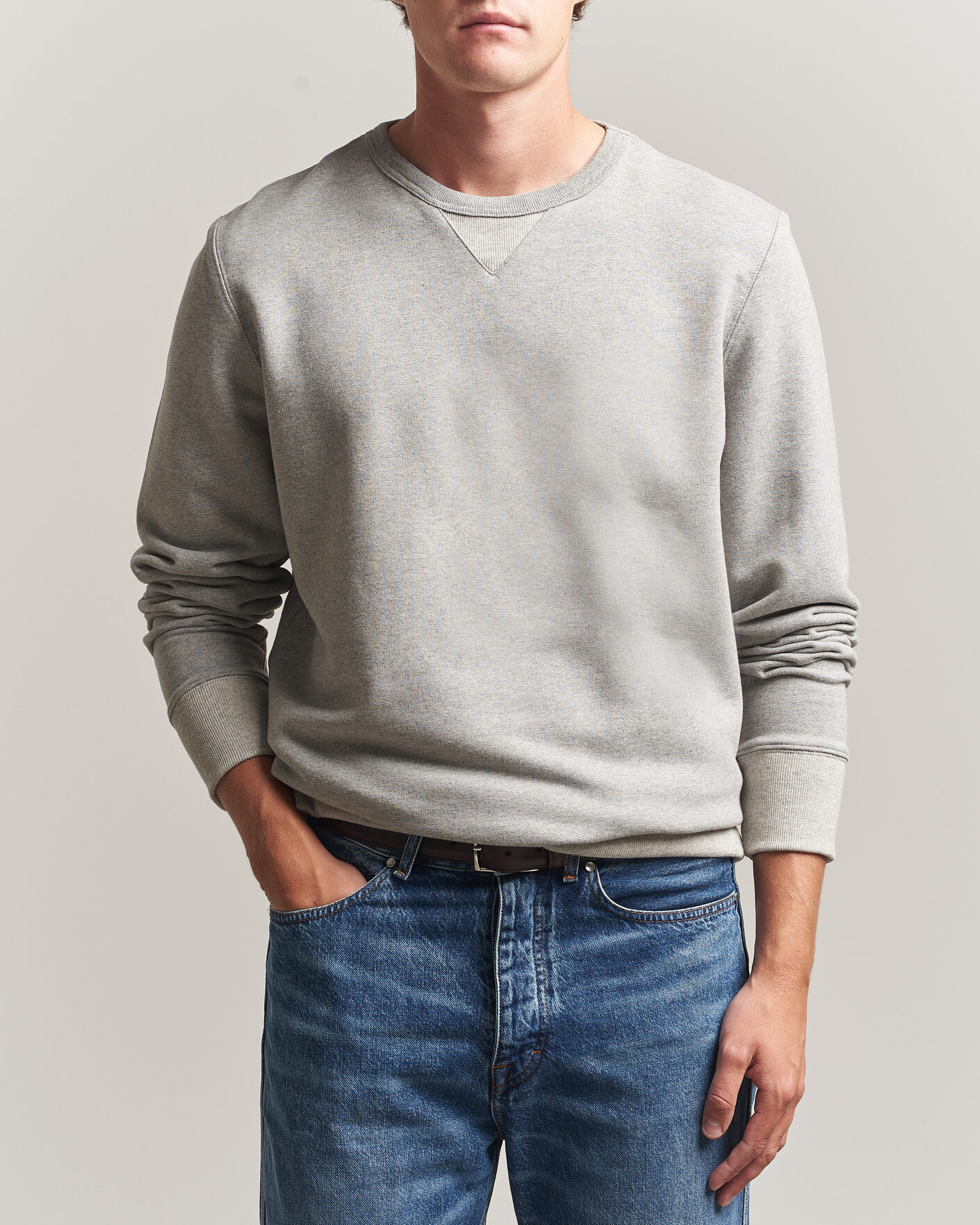 Heren | Truien | Merz b. Schwanen | Vintage Machine Sweatshirt Grey Melange