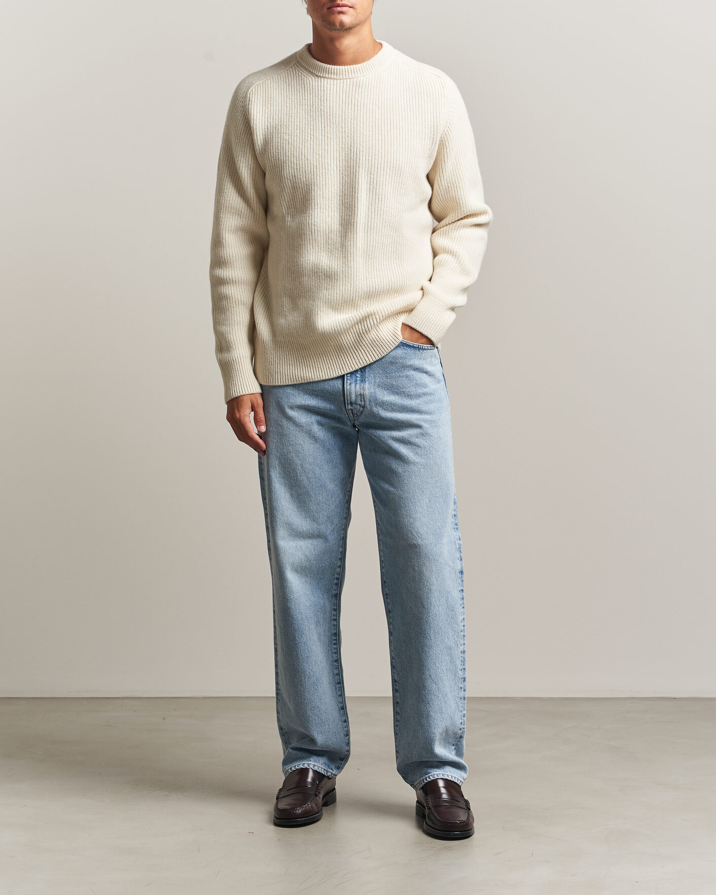Heren | Truien | Merz b. Schwanen | Merino/Cashmere Knitted Sweater Nature