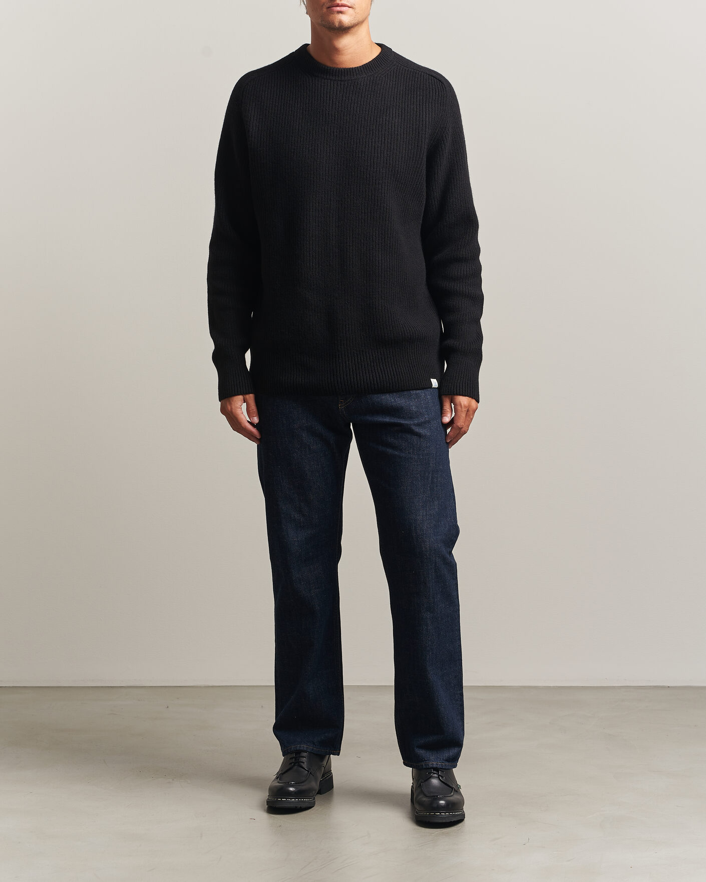 Heren | Truien | Merz b. Schwanen | Merino/Cashmere Knitted Sweater Deep Black