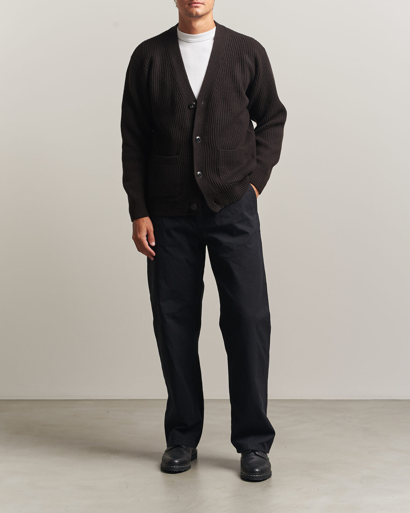 Heren | Truien | Merz b. Schwanen | Merino/Cashmere Knitted Cardigan Espresso