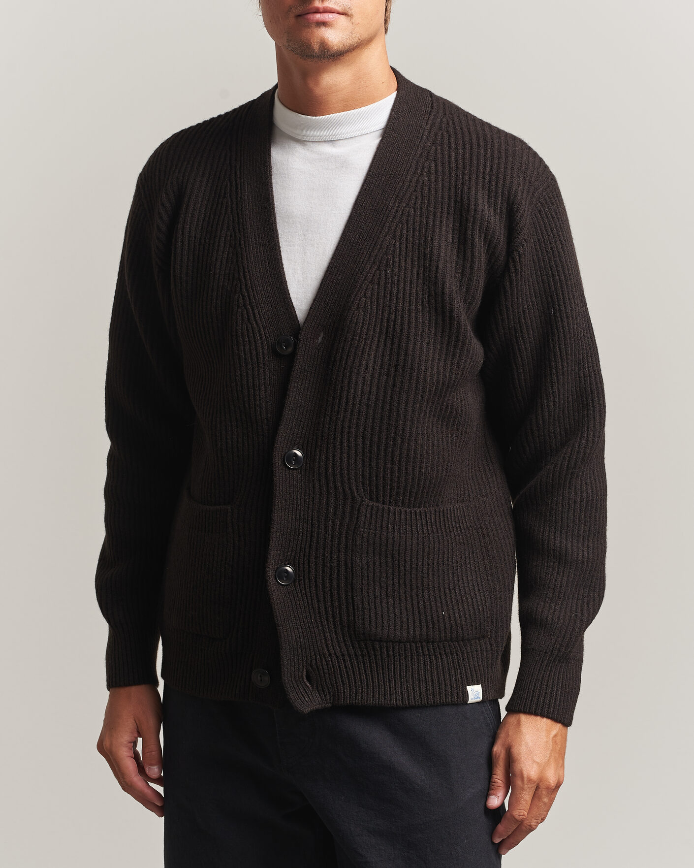 Heren | Truien | Merz b. Schwanen | Merino/Cashmere Knitted Cardigan Espresso
