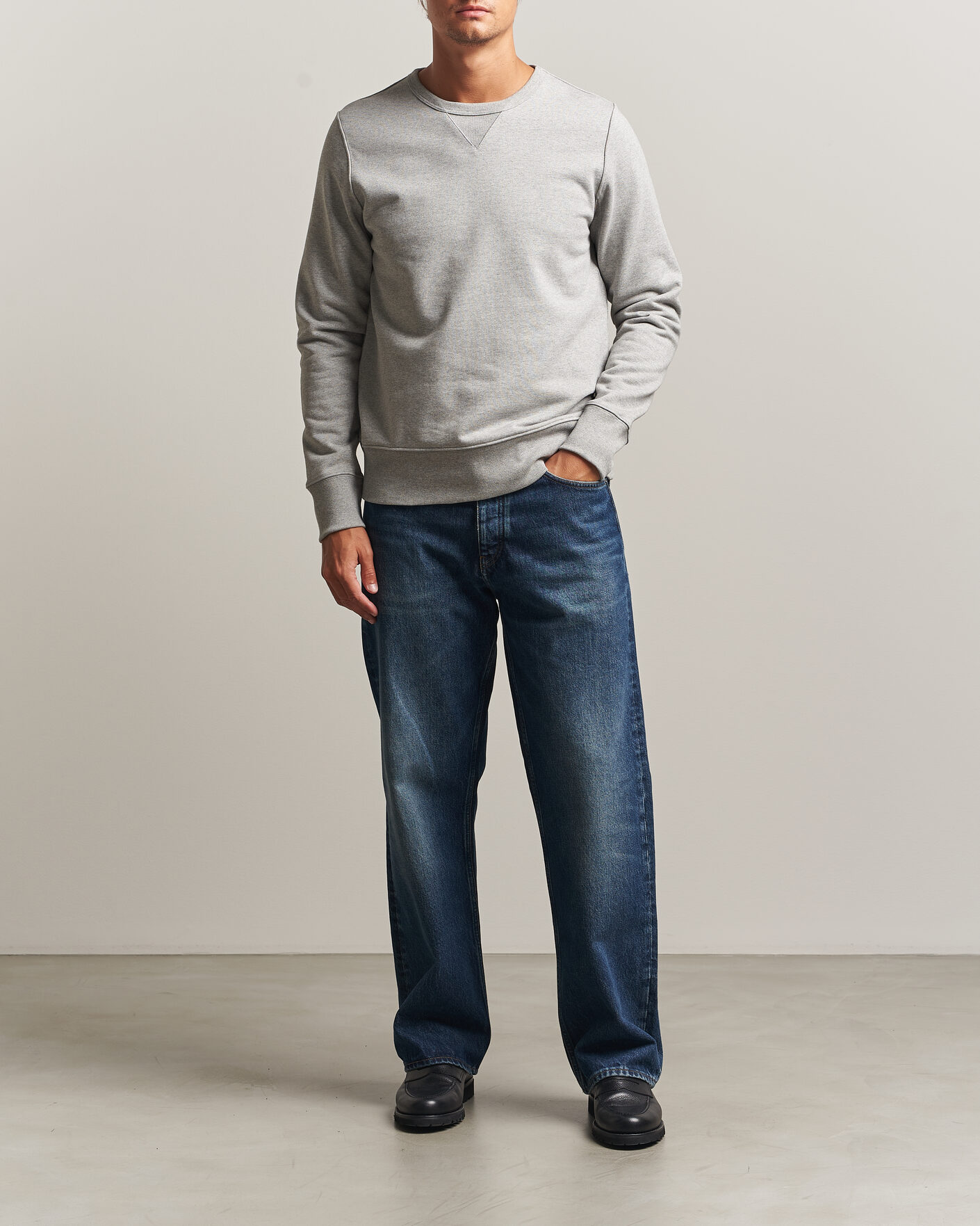 Heren | Truien | Merz b. Schwanen | Classic Fit Loopwheeled Heavyweight Sweatshirt Grey Melange