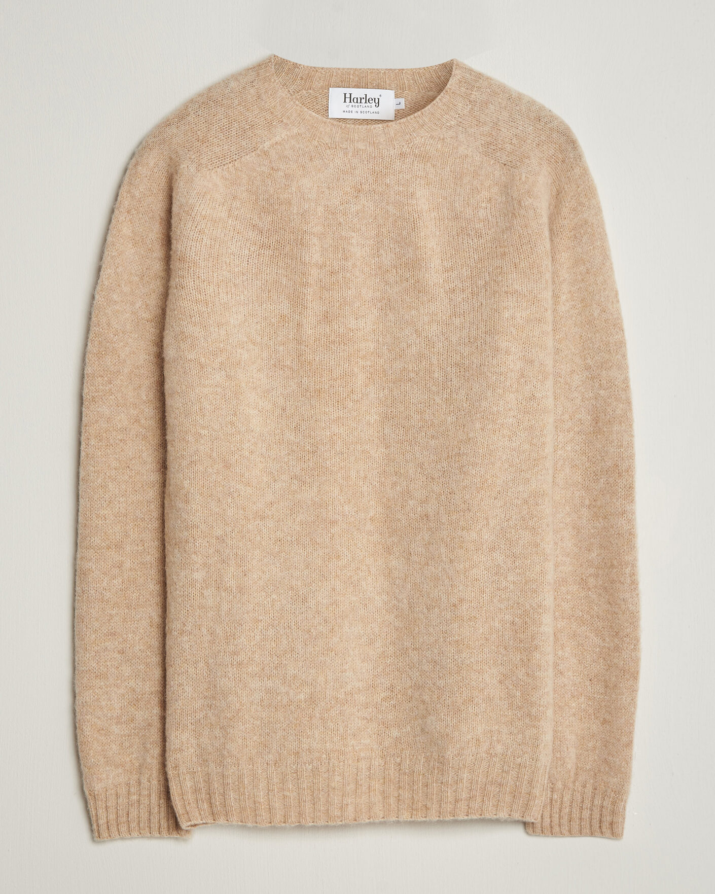 Heren | Truien | Harley Of Scotland | Brushed Supersoft Lambswool Crewneck Calico