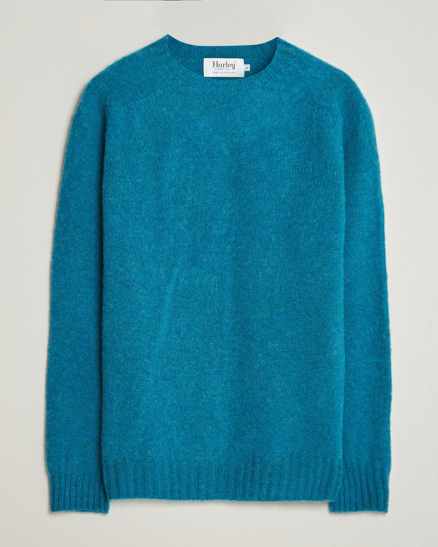 Heren | Truien | Harley Of Scotland | Brushed Supersoft Lambswool Crewneck Gulfstream