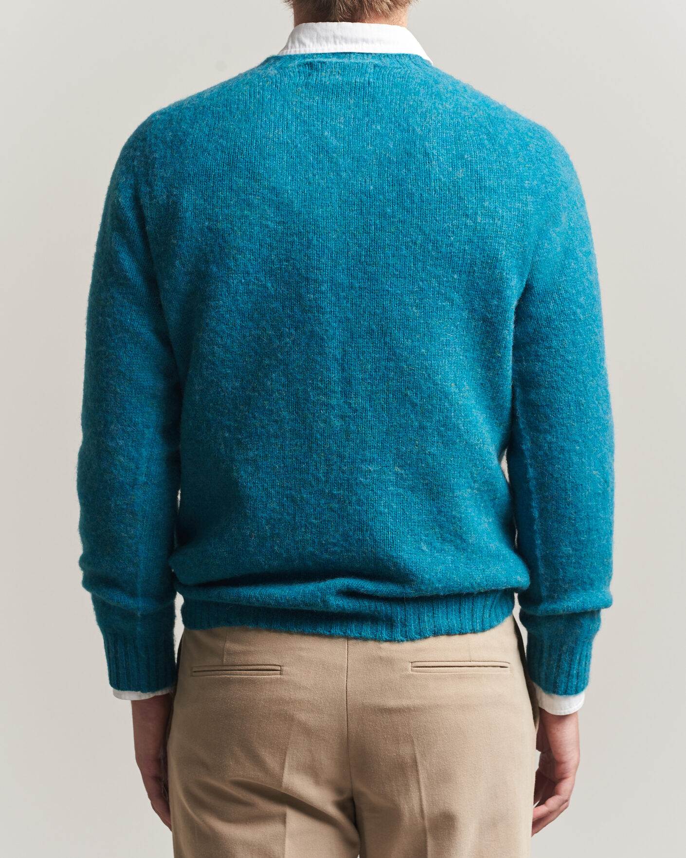 Heren | Truien | Harley Of Scotland | Brushed Supersoft Lambswool Crewneck Gulfstream