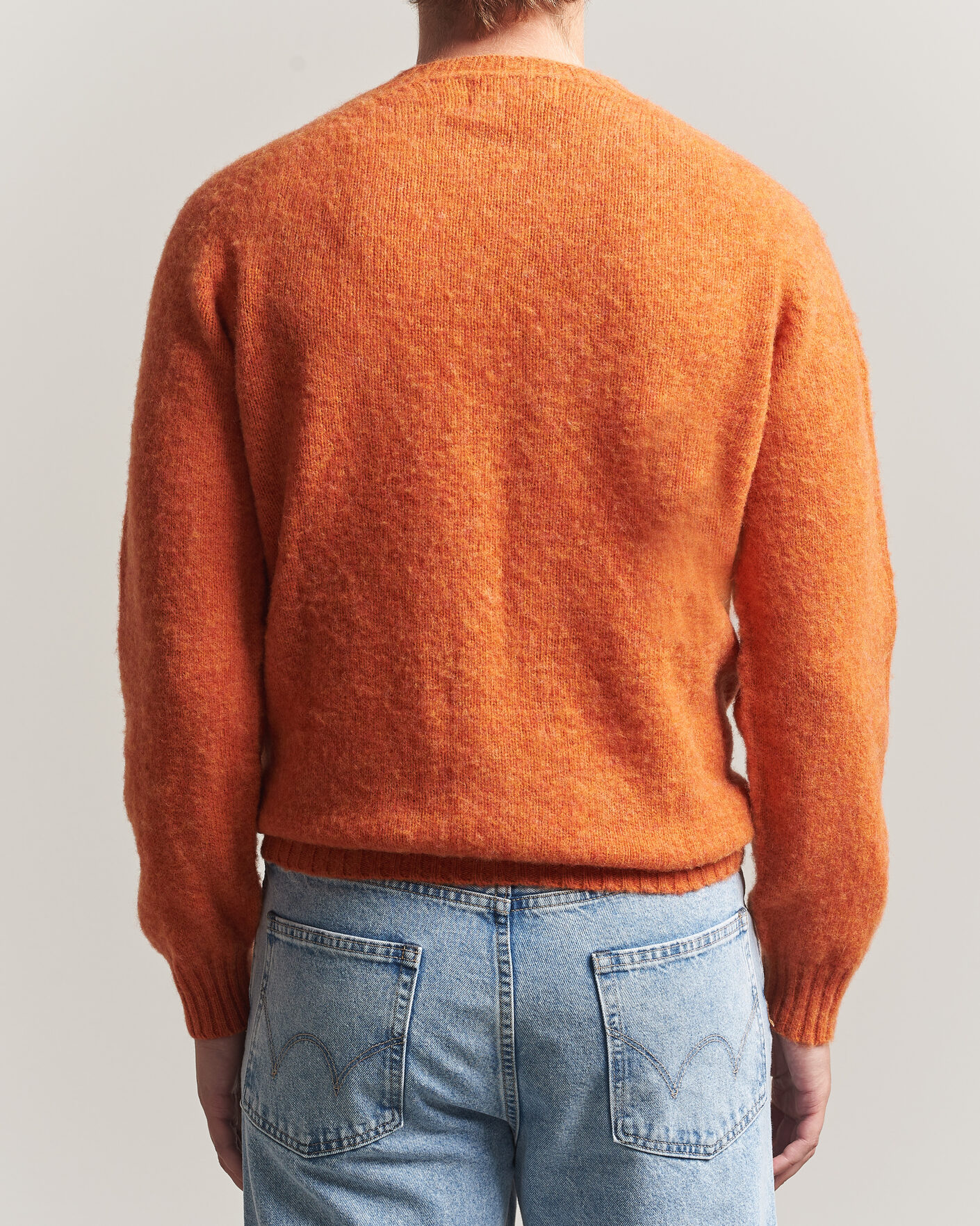 Heren | Truien | Harley Of Scotland | Brushed Supersoft Lambswool Crewneck Satsuma