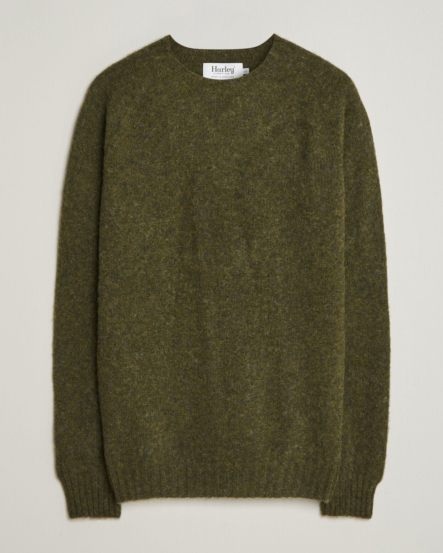 Heren | Truien | Harley Of Scotland | Brushed Supersoft Lambswool Crewneck Scots Pine