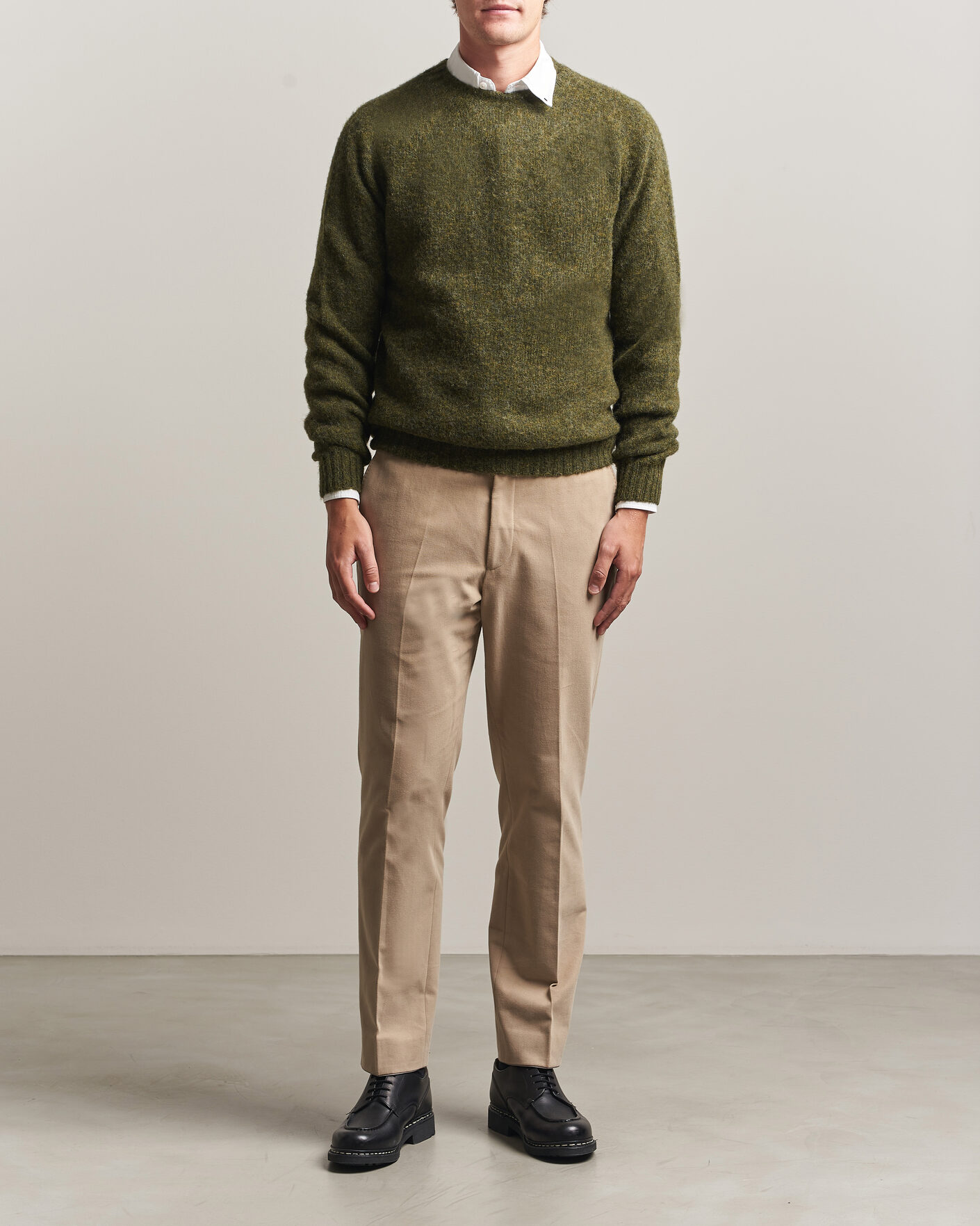 Heren | Truien | Harley Of Scotland | Brushed Supersoft Lambswool Crewneck Scots Pine