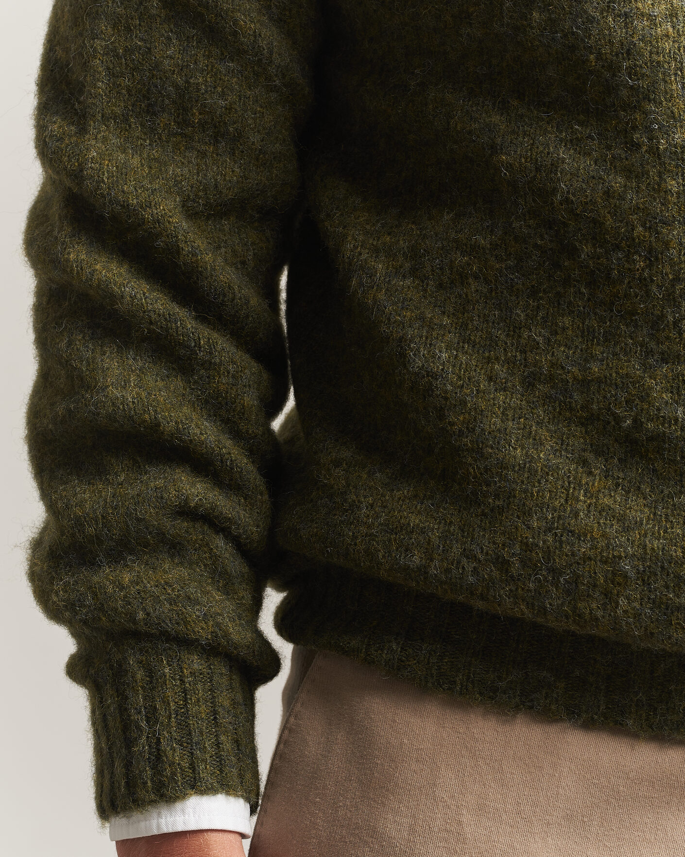 Heren | Truien | Harley Of Scotland | Brushed Supersoft Lambswool Crewneck Scots Pine