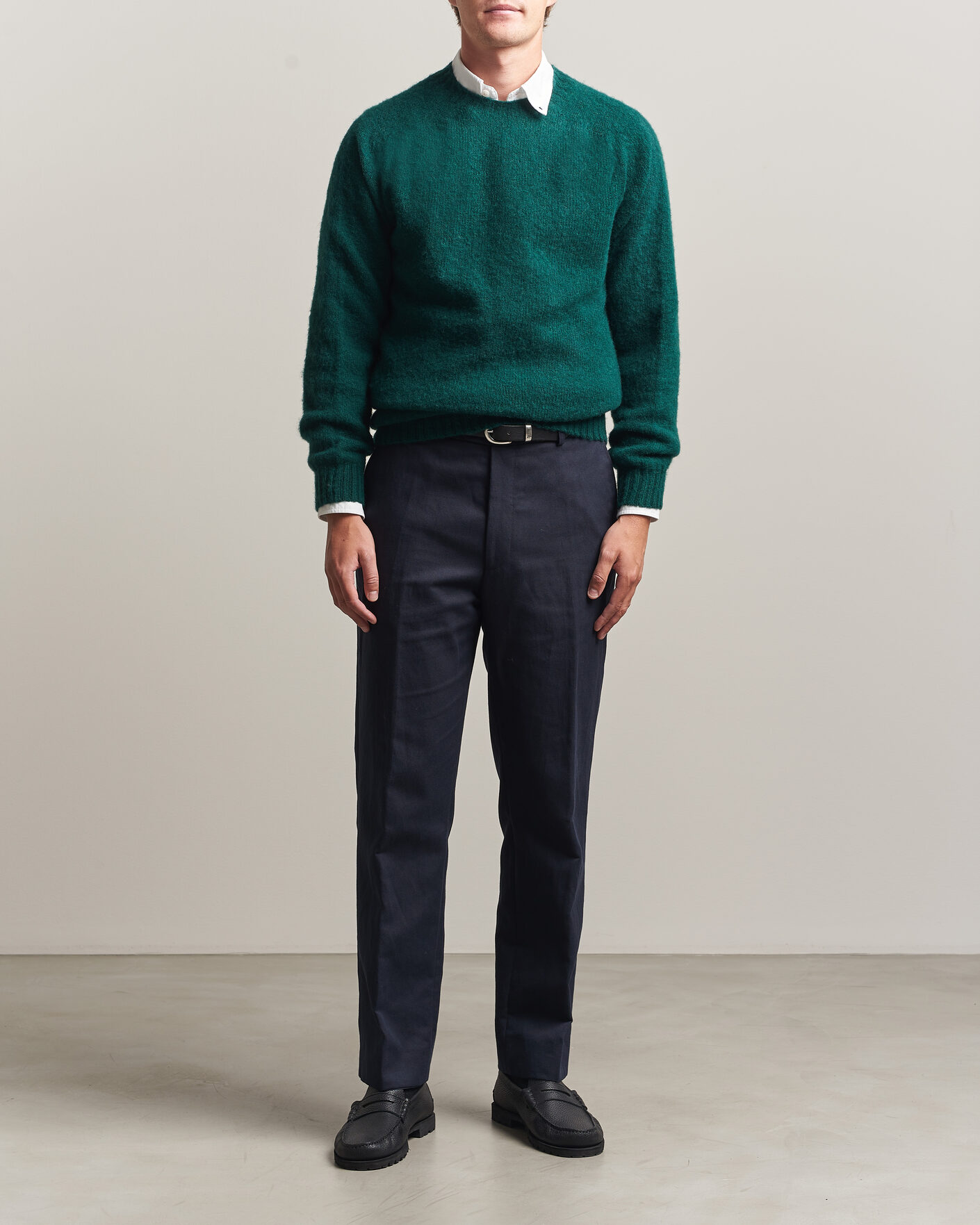 Heren | Truien | Harley Of Scotland | Brushed Supersoft Lambswool Crewneck Tartan