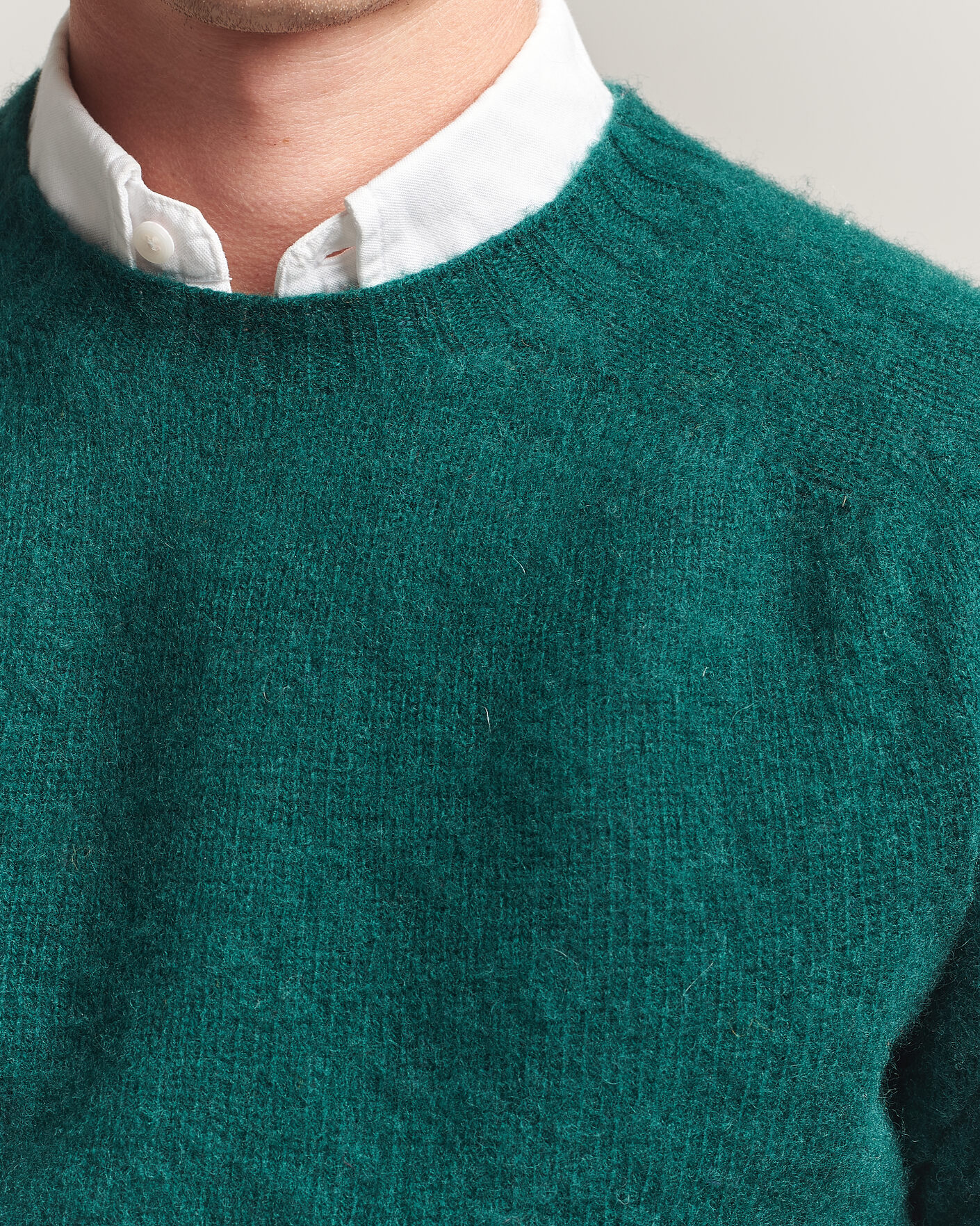 Heren | Truien | Harley Of Scotland | Brushed Supersoft Lambswool Crewneck Tartan