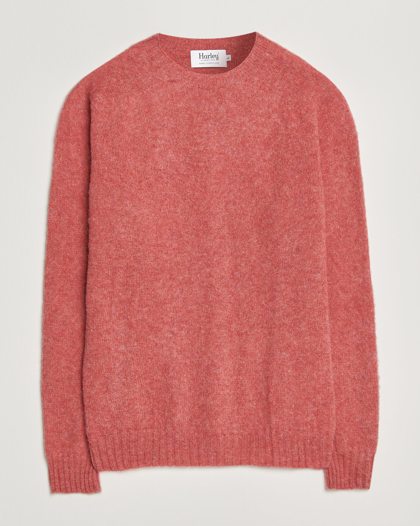 Heren | Truien | Harley Of Scotland | Brushed Supersoft Lambswool Crewneck Tea Rose