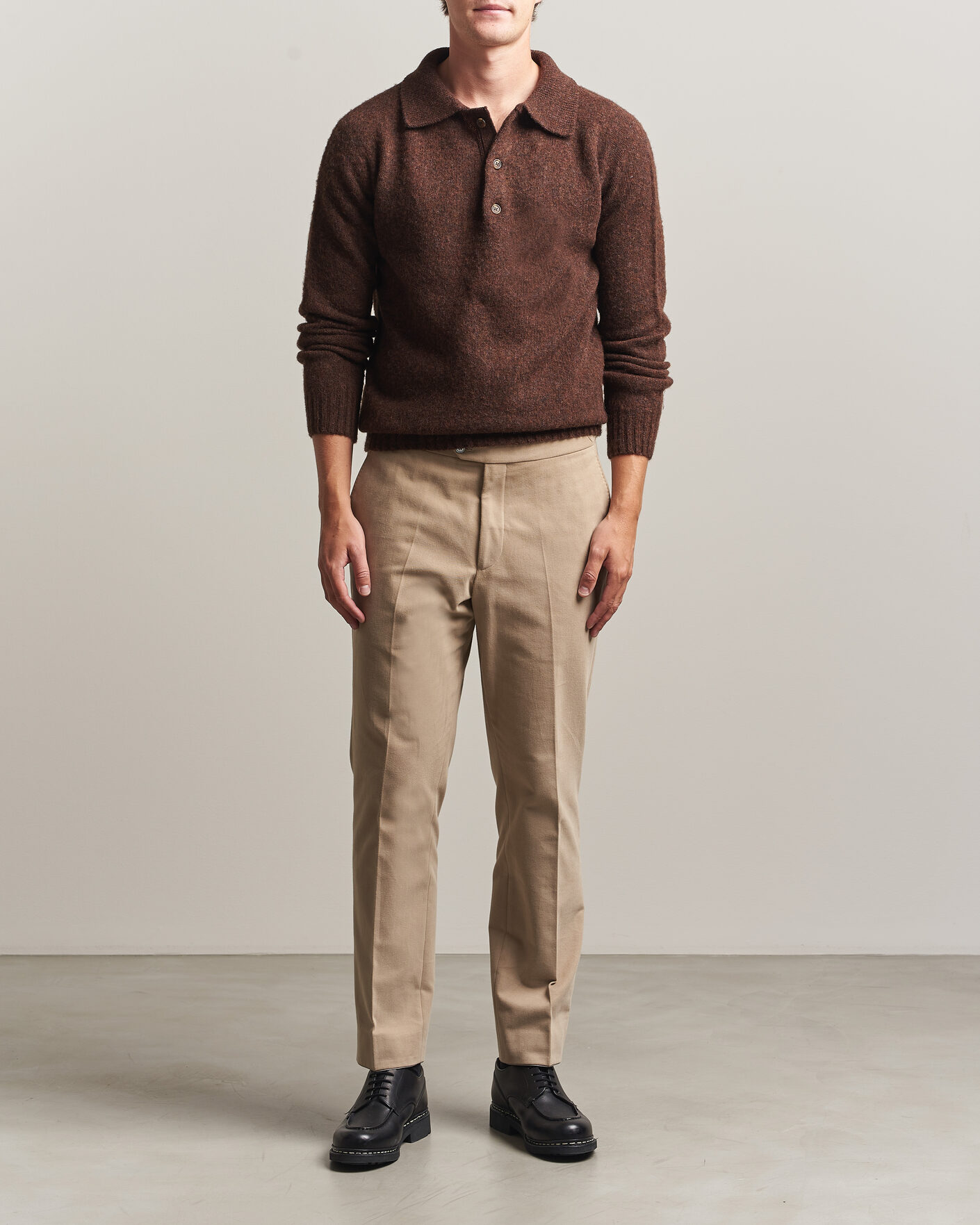 Heren | Truien | Harley Of Scotland | Brushed Supersoft Lambswool Polo Marron