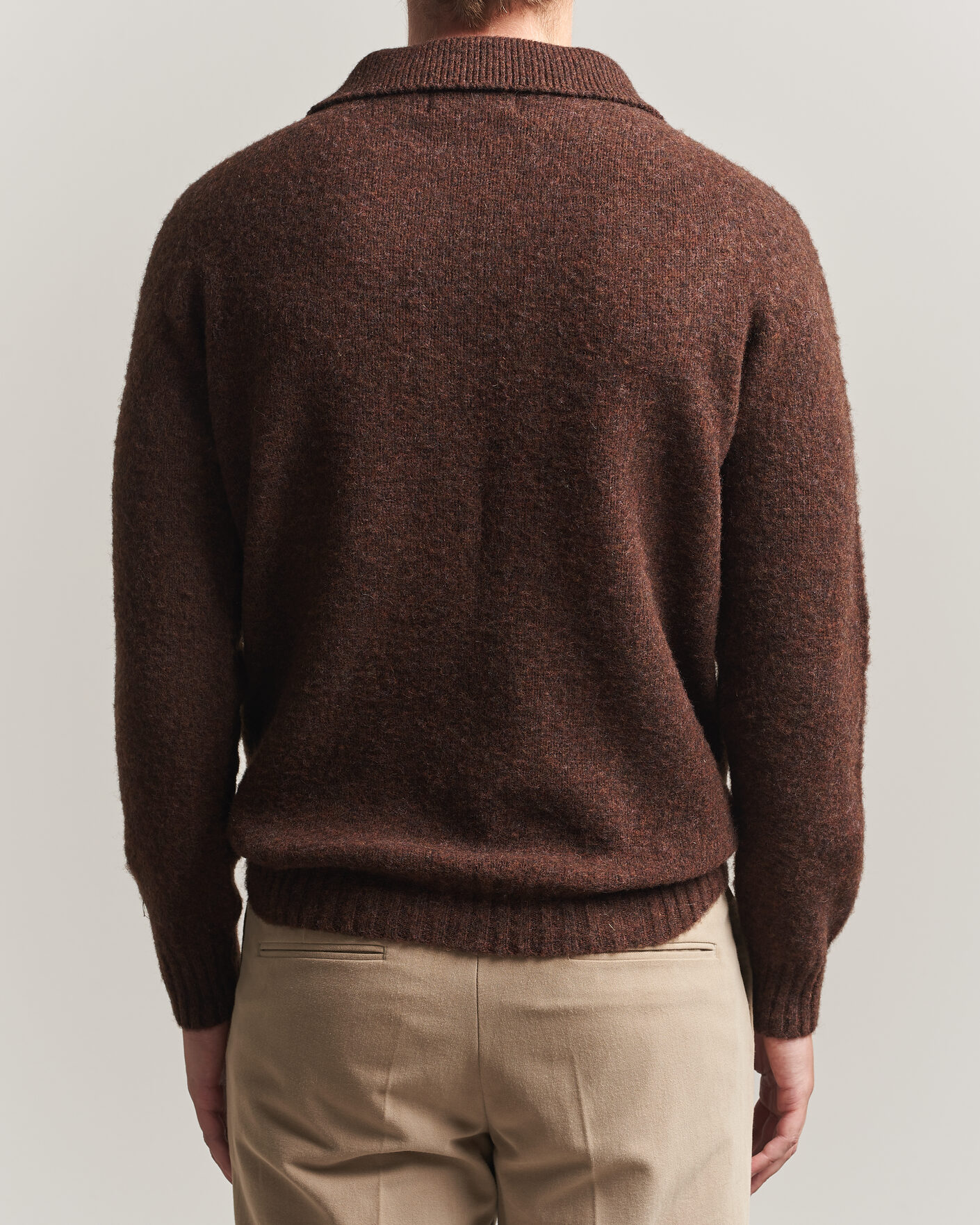 Heren | Truien | Harley Of Scotland | Brushed Supersoft Lambswool Polo Marron