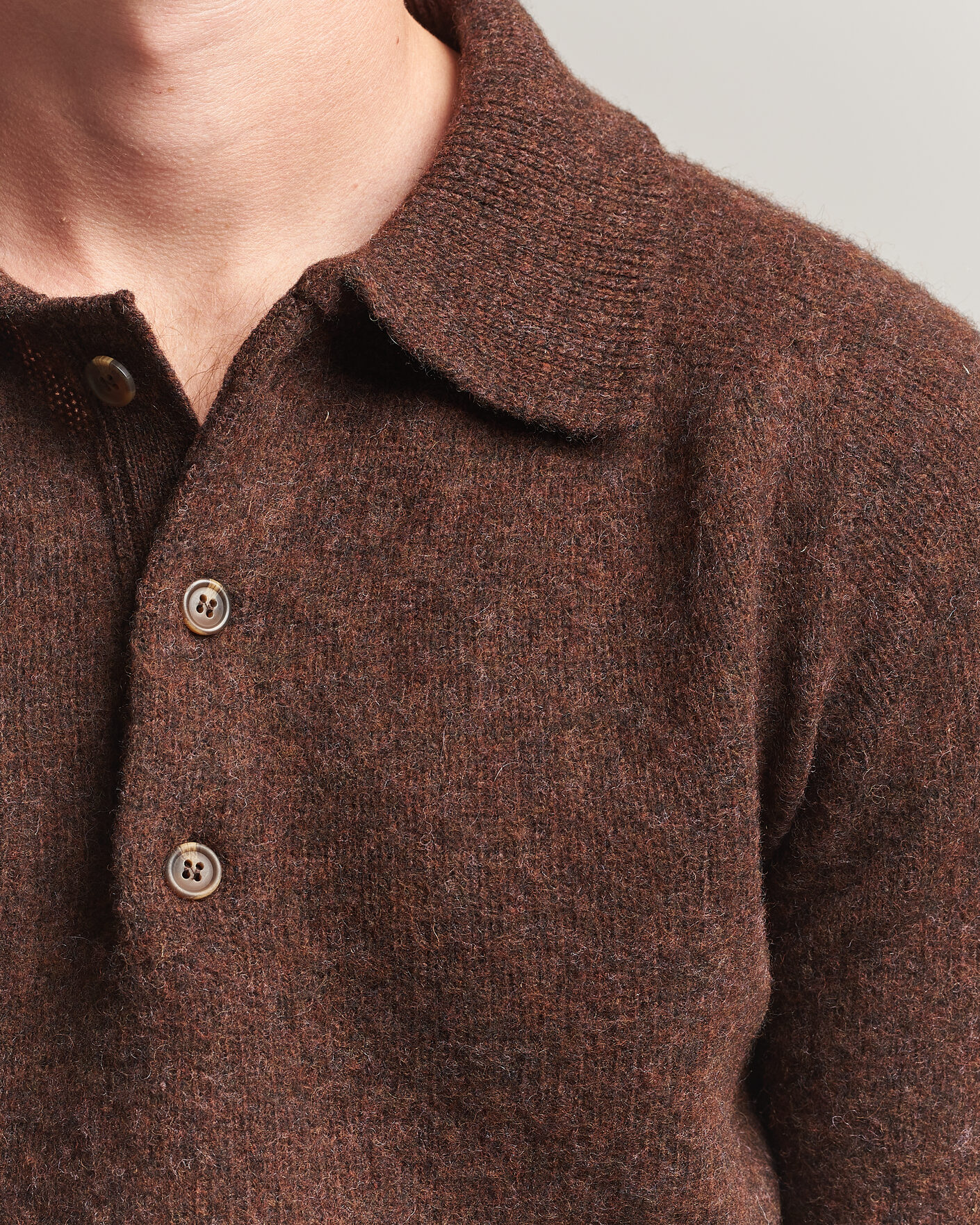 Heren | Truien | Harley Of Scotland | Brushed Supersoft Lambswool Polo Marron