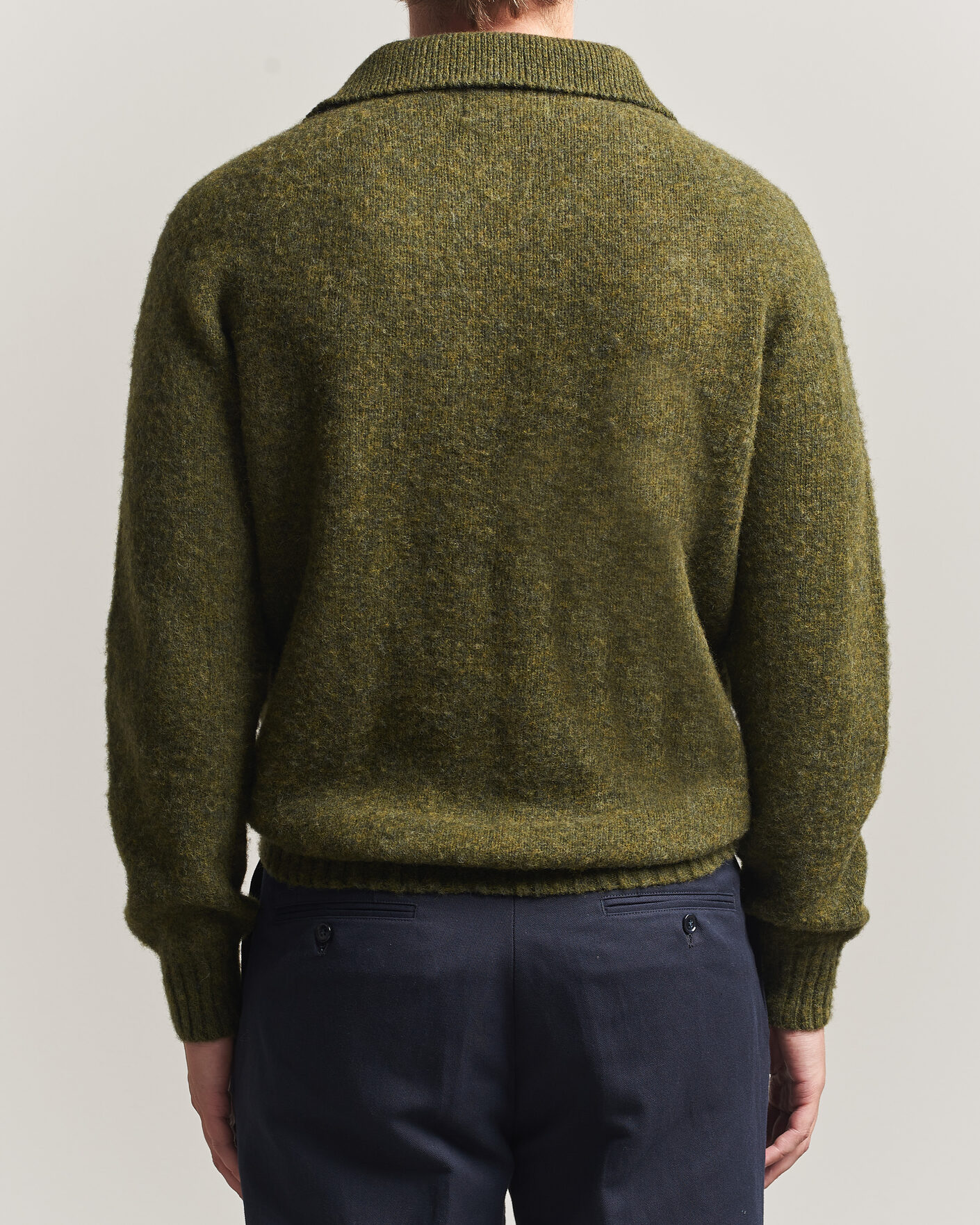 Heren | Truien | Harley Of Scotland | Brushed Supersoft Lambswool Polo Scots Pine