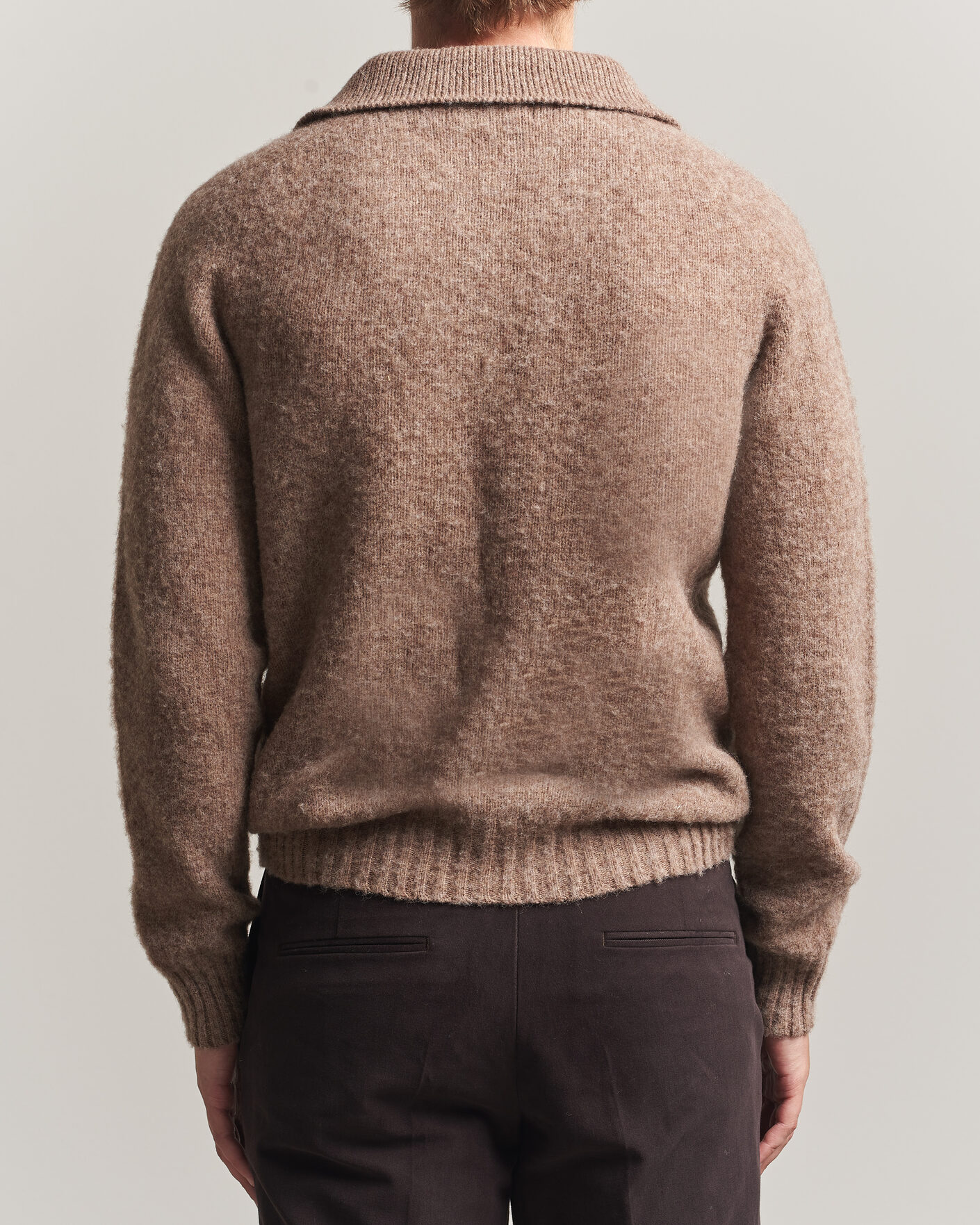 Heren | Truien | Harley Of Scotland | Brushed Supersoft Lambswool Polo Tundra