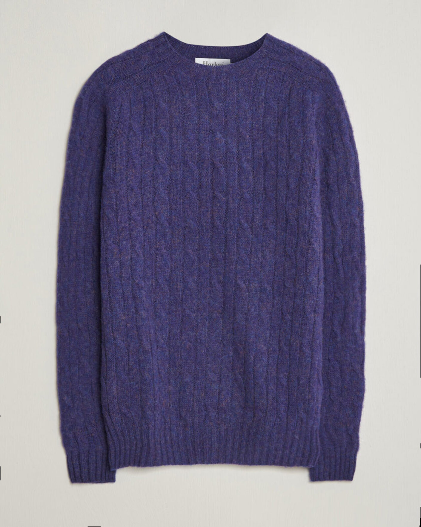 Heren | Truien | Harley Of Scotland | Brushed Supersoft Lambswool Cable Iris