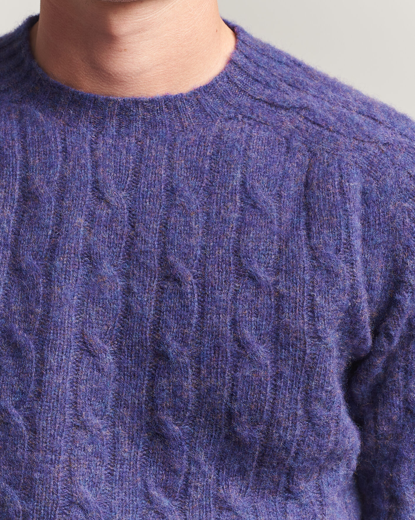 Heren | Truien | Harley Of Scotland | Brushed Supersoft Lambswool Cable Iris