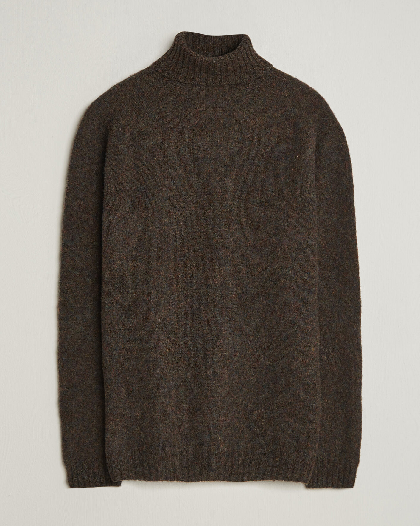 Heren | Truien | Harley Of Scotland | Brushed Supersoft Lambswool Rollneck Carob