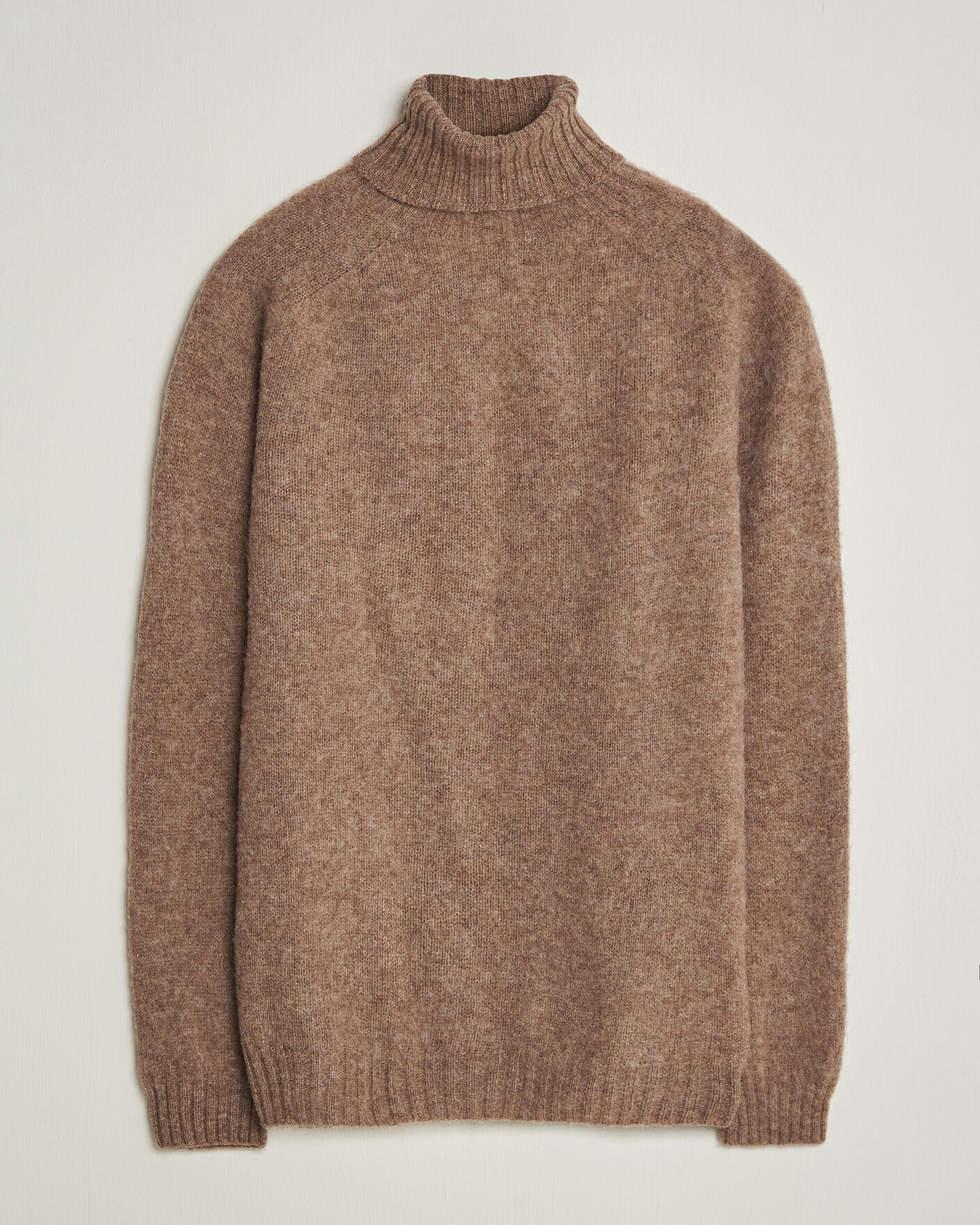 Heren | Truien | Harley Of Scotland | Brushed Supersoft Lambswool Rollneck Tundra
