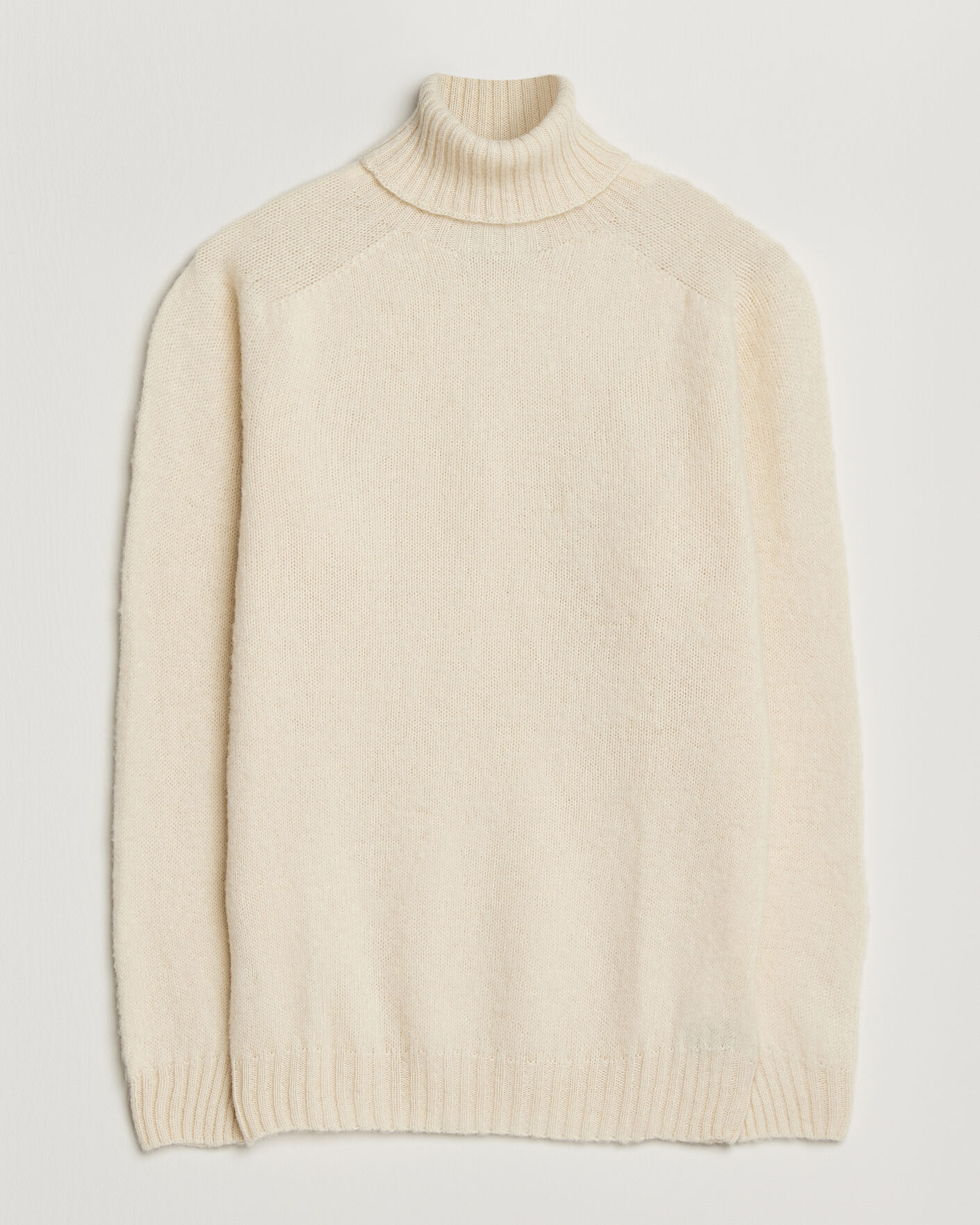 Heren | Truien | Harley Of Scotland | Brushed Supersoft Lambswool Rollneck Vanilla