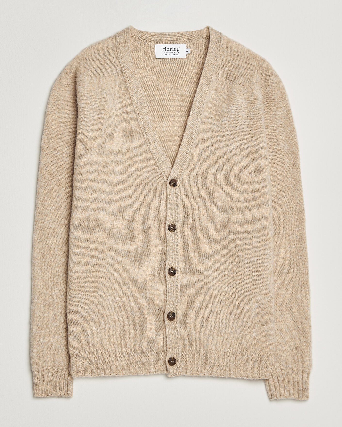 Heren | Truien | Harley Of Scotland | Brushed Supersoft Lambswool Cardigan Calico