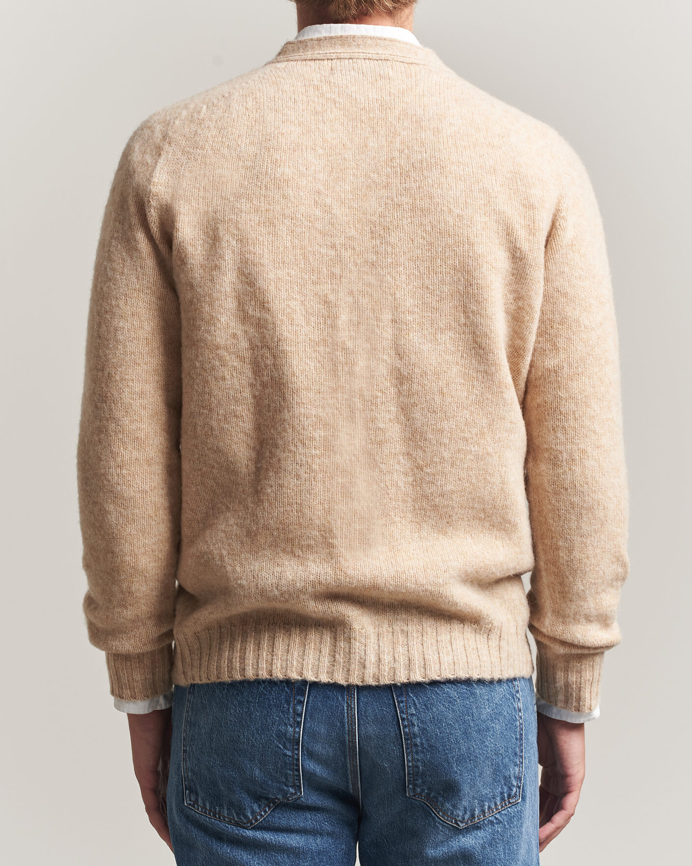 Heren | Truien | Harley Of Scotland | Brushed Supersoft Lambswool Cardigan Calico