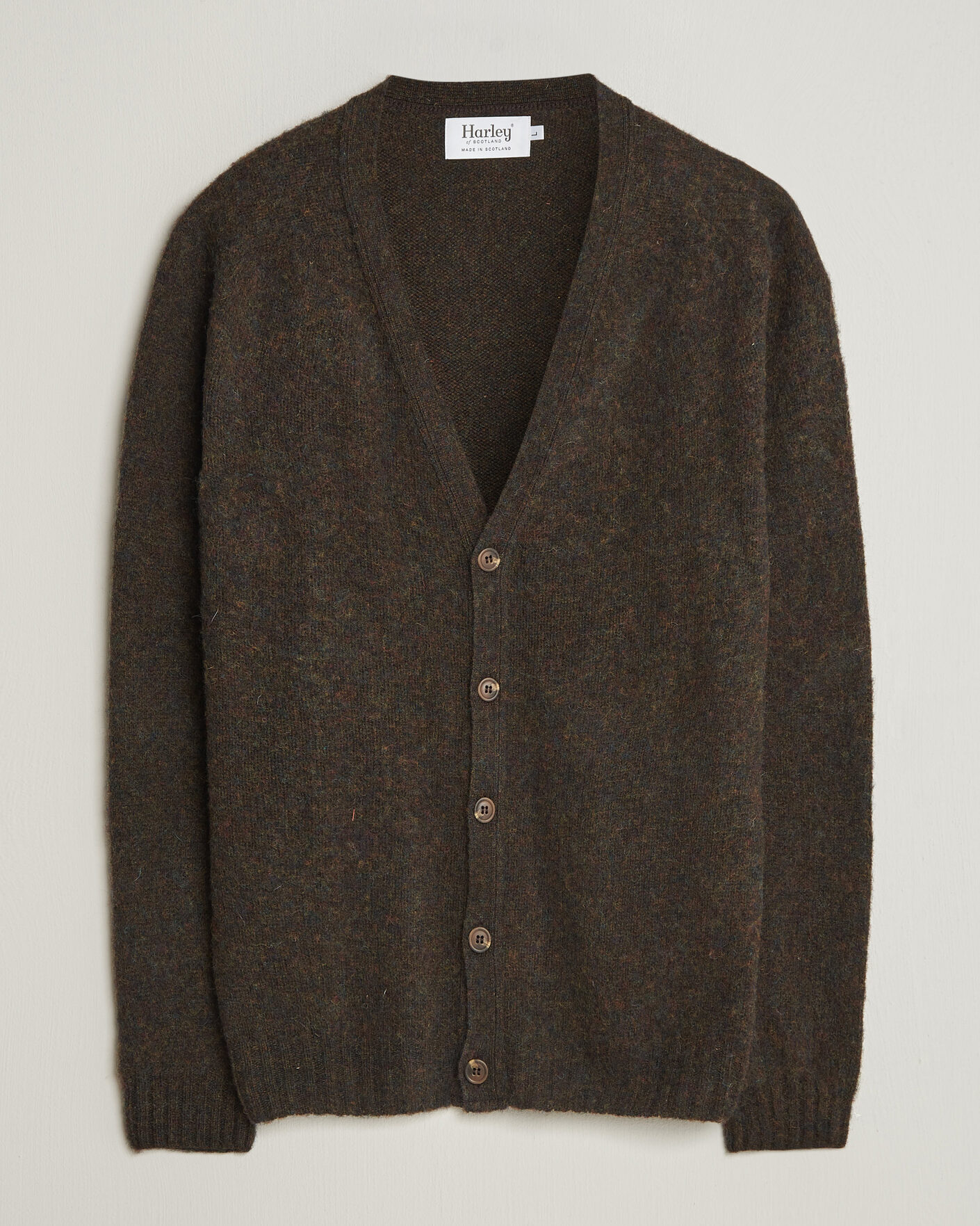Heren | Truien | Harley Of Scotland | Brushed Supersoft Lambswool Cardigan Carob