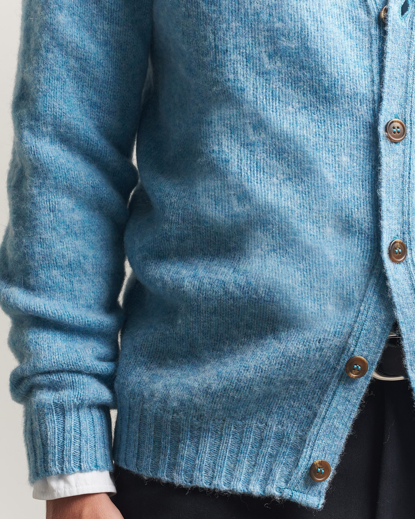 Heren | Truien | Harley Of Scotland | Brushed Supersoft Lambswool Cardigan Loch Blue