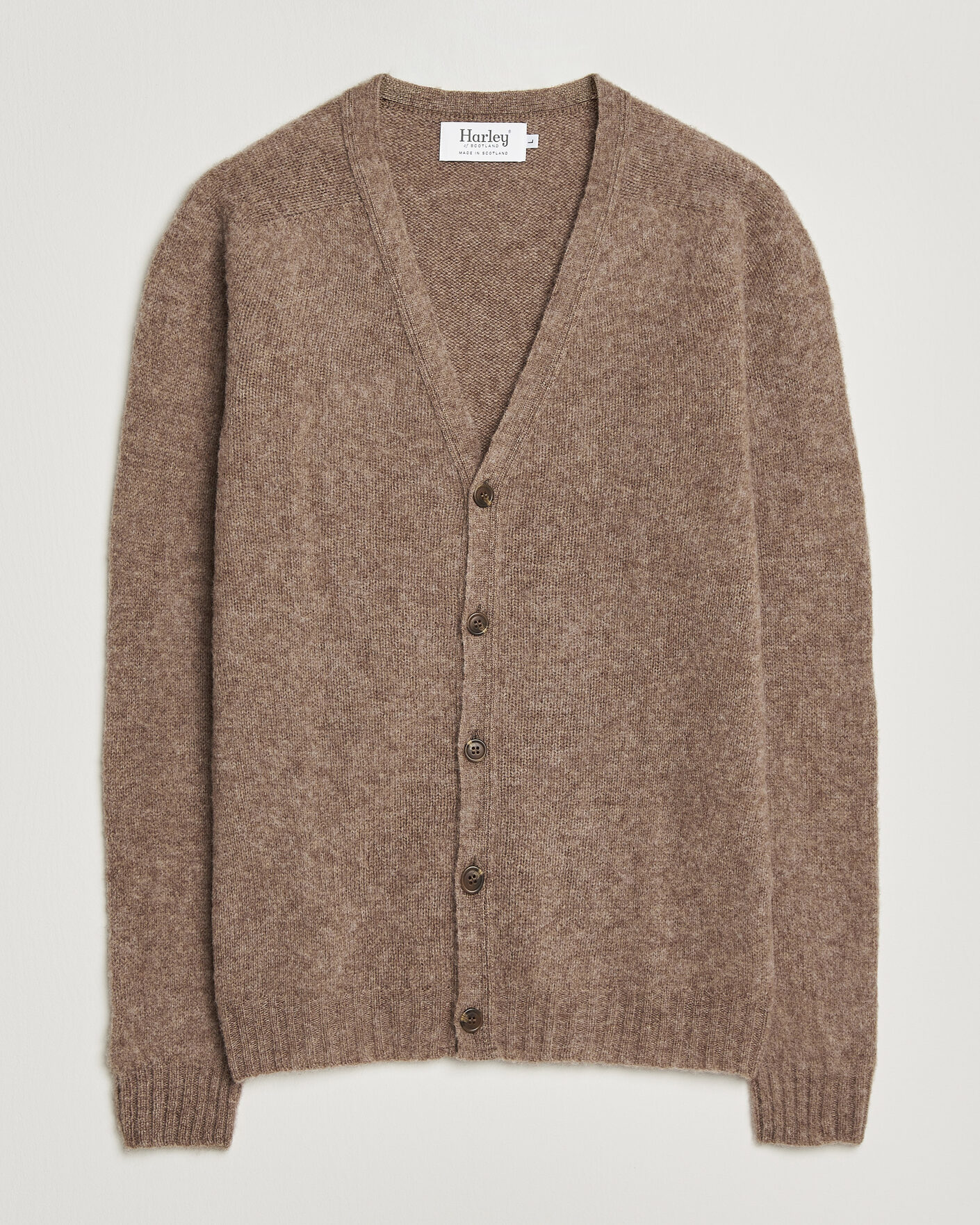 Heren | Truien | Harley Of Scotland | Brushed Supersoft Lambswool Cardigan Tundra