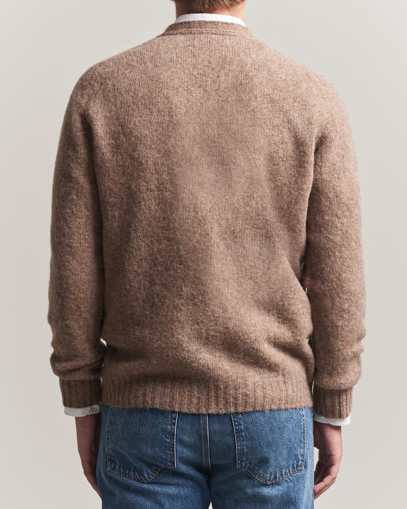 Heren | Truien | Harley Of Scotland | Brushed Supersoft Lambswool Cardigan Tundra