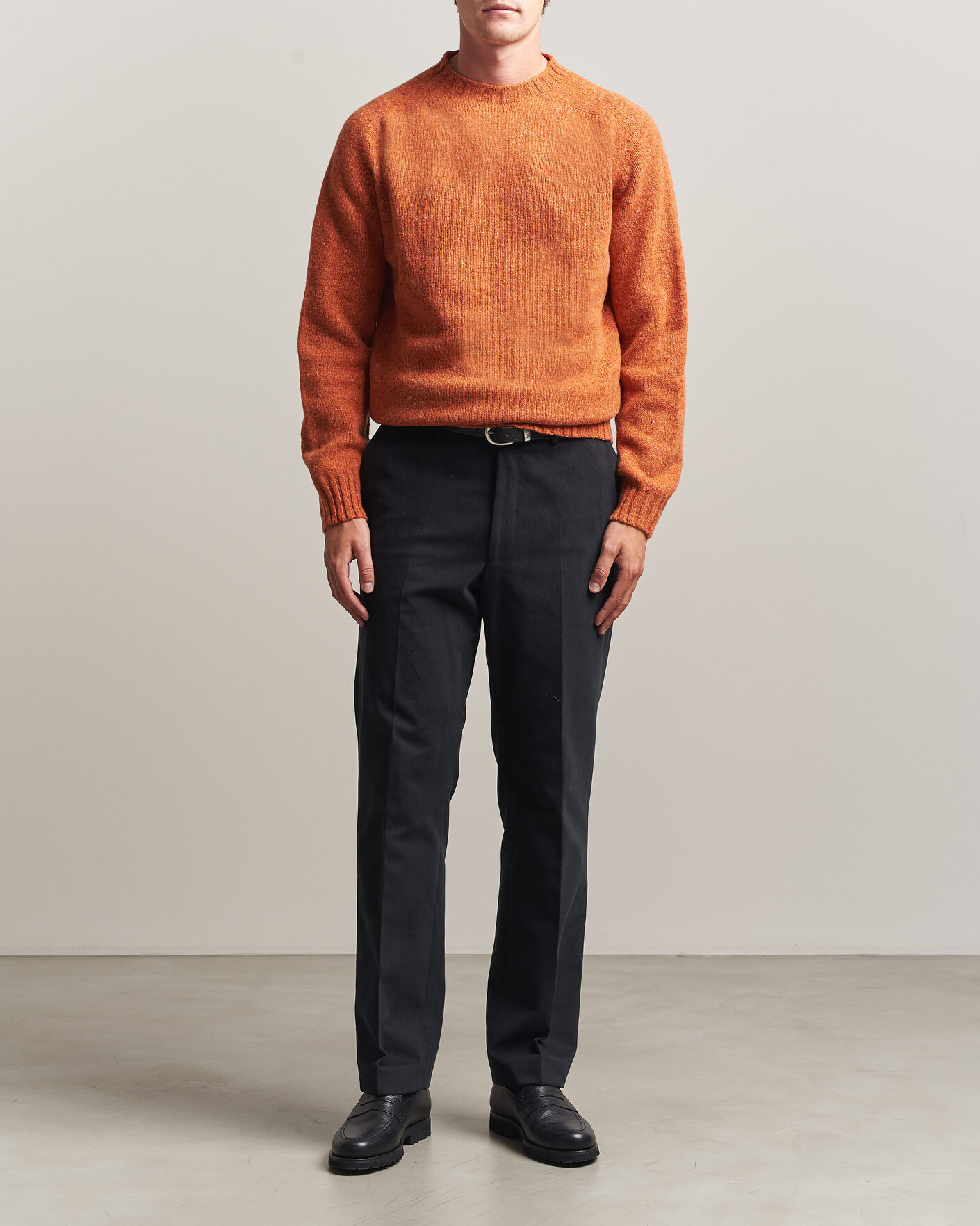 Heren | Business & Beyond | Harley Of Scotland | Donegal Wool Crewneck Orange
